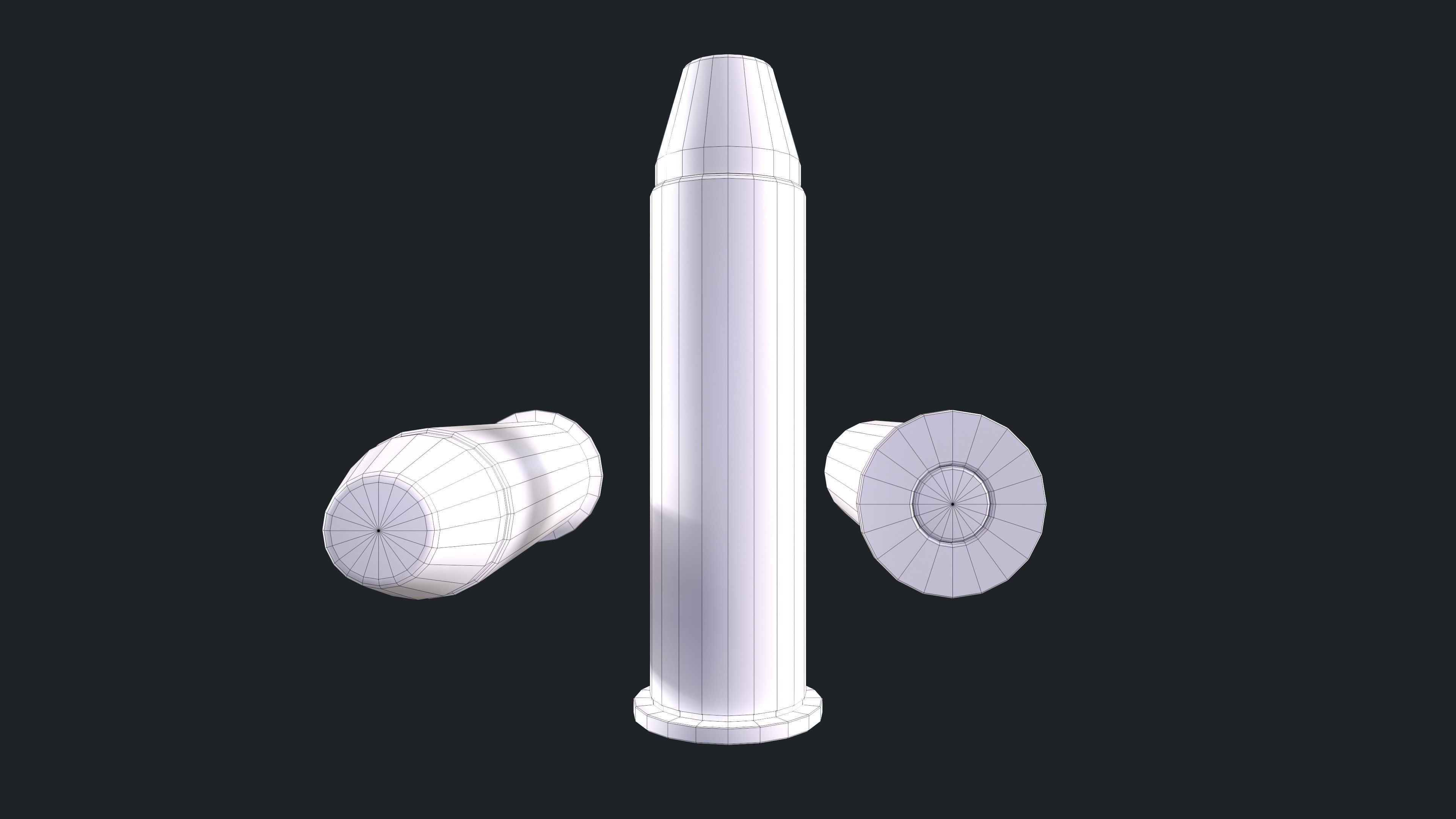 Colt Python 357 with Ammo Box and Bullets Low-poly 3D model_15
