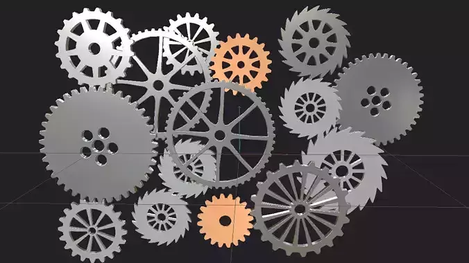Cogwheel animation Low-poly 3D model