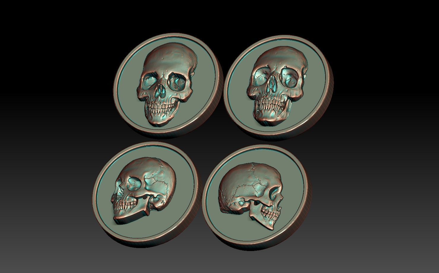scull three skulls 3D print model_8