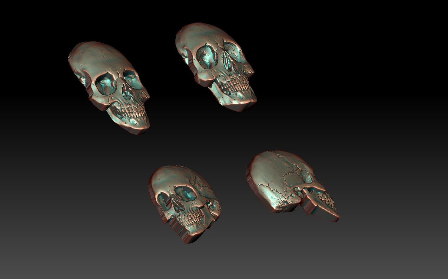 scull three skulls 3D print model_7