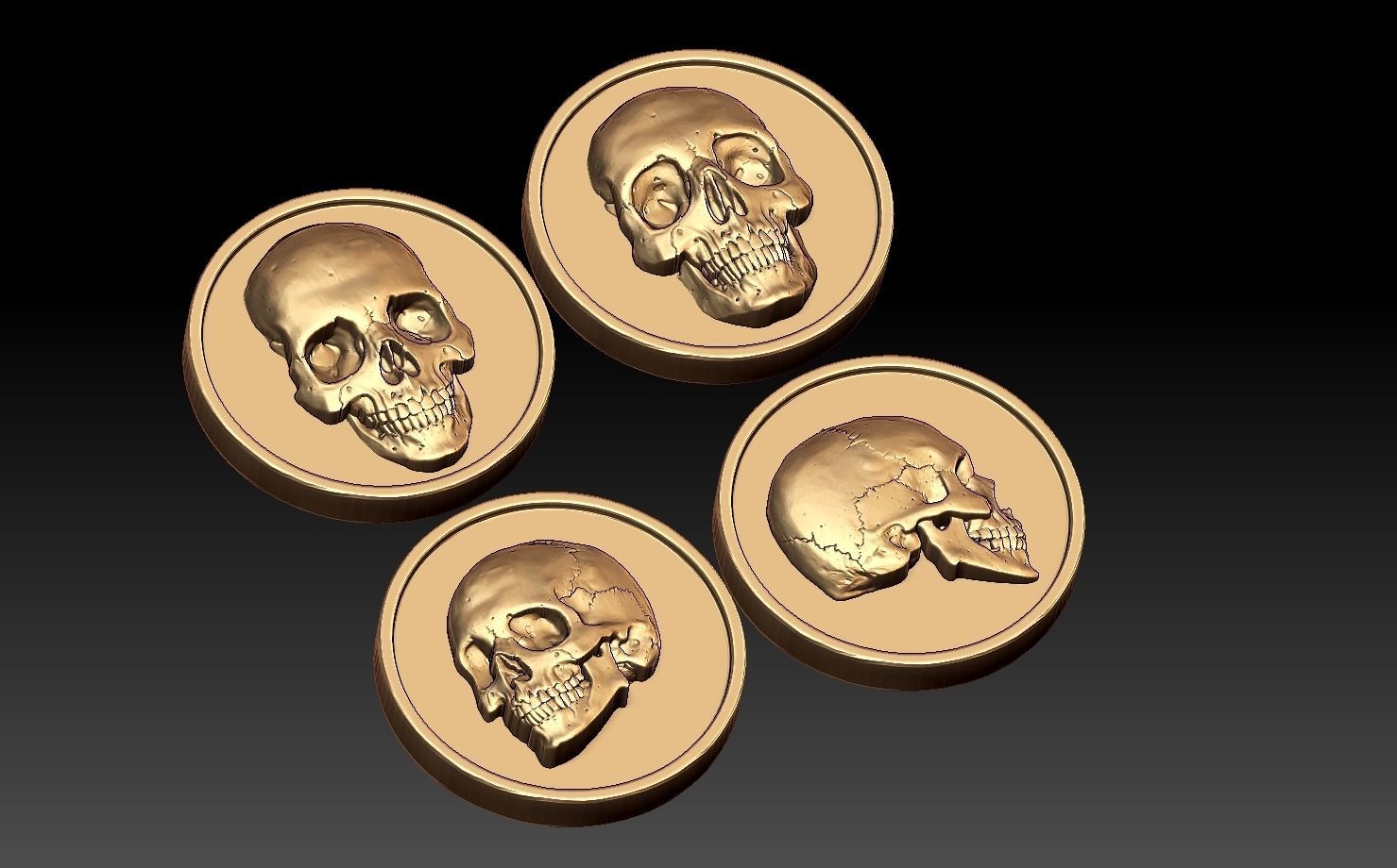 scull three skulls 3D print model_5