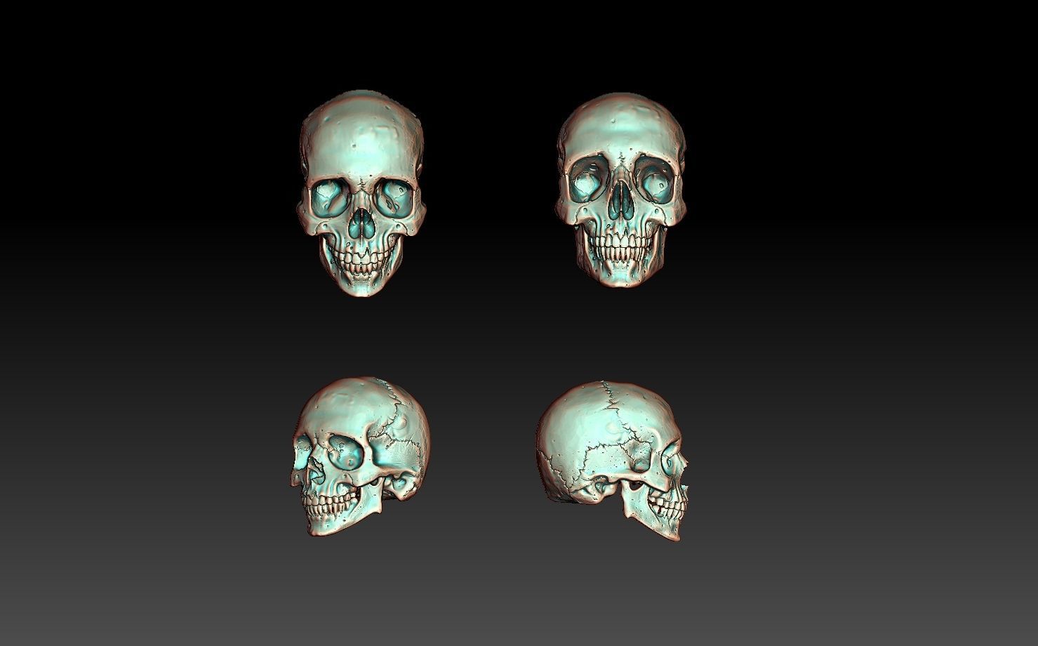 scull three skulls 3D print model_1