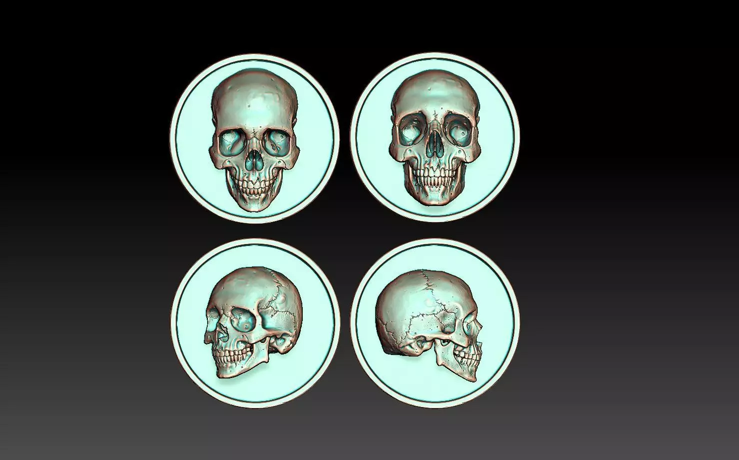 scull three skulls 3D print model_0