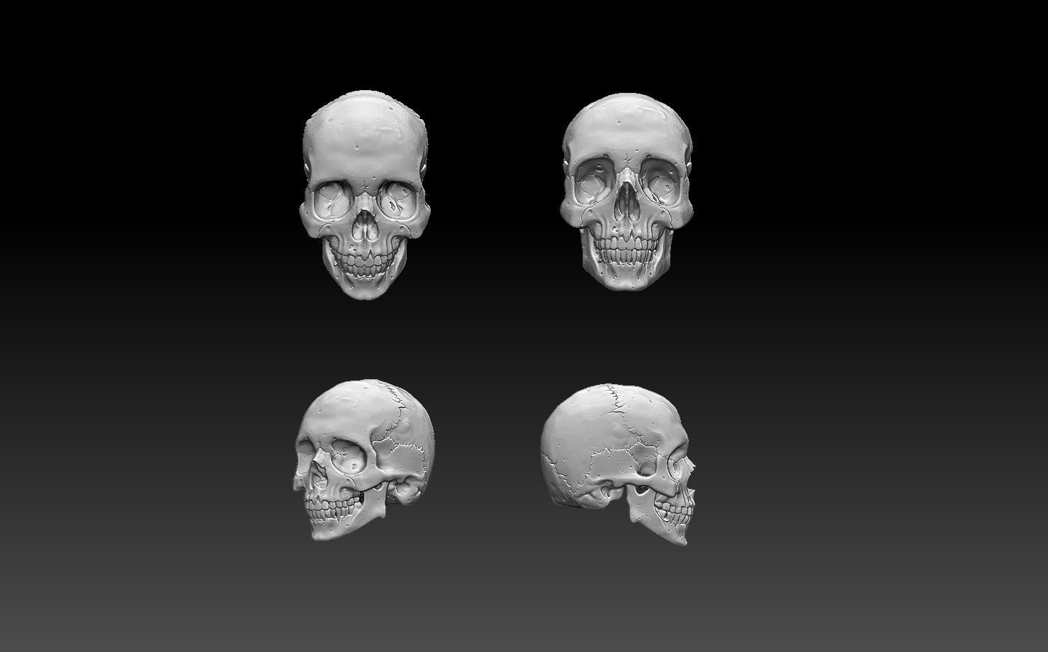 scull three skulls 3D print model_3