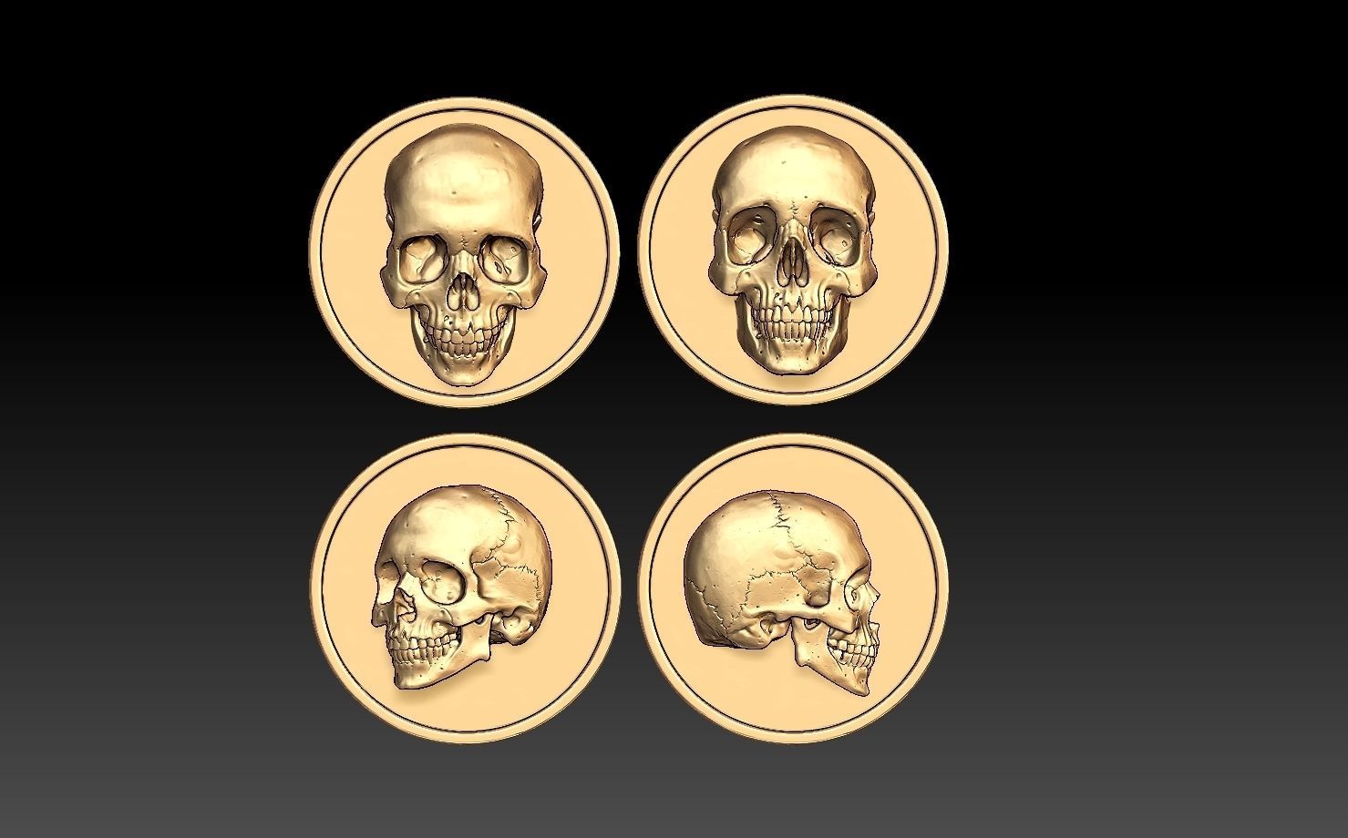 scull three skulls 3D print model_4