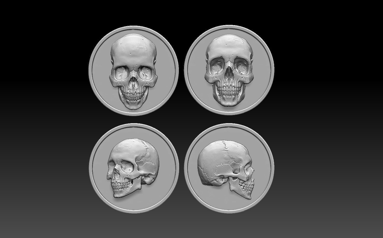 scull three skulls 3D print model_2