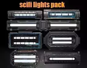scifi light pack  Low-poly 3D model