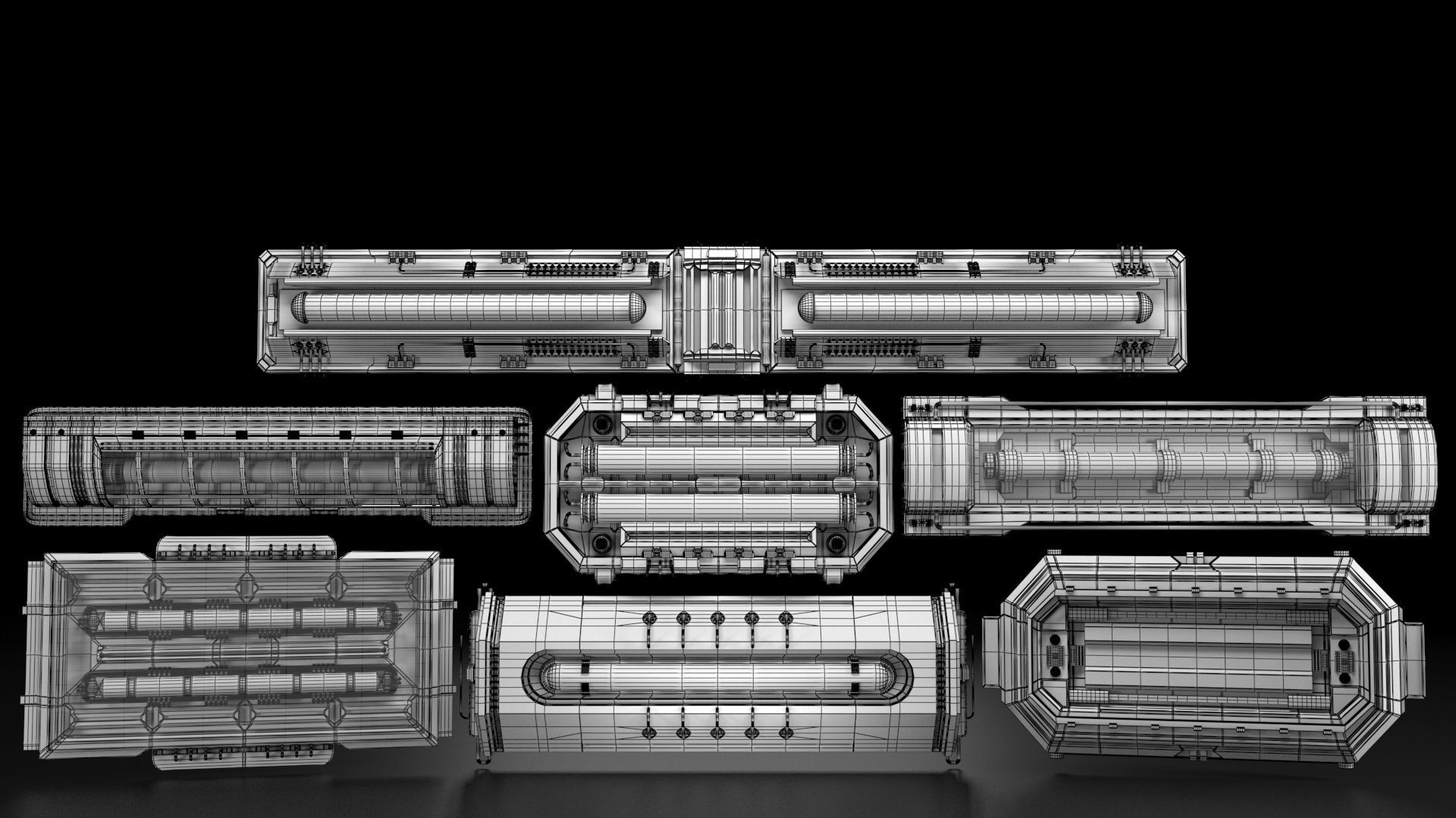 scifi light pack  Low-poly 3D model_11