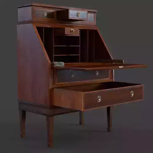 Antique Writers Desk Low-poly 3D model