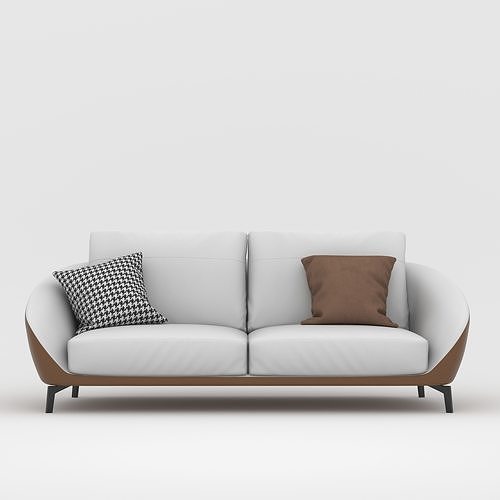White Leather Sofa 2 Seater Free 3D model