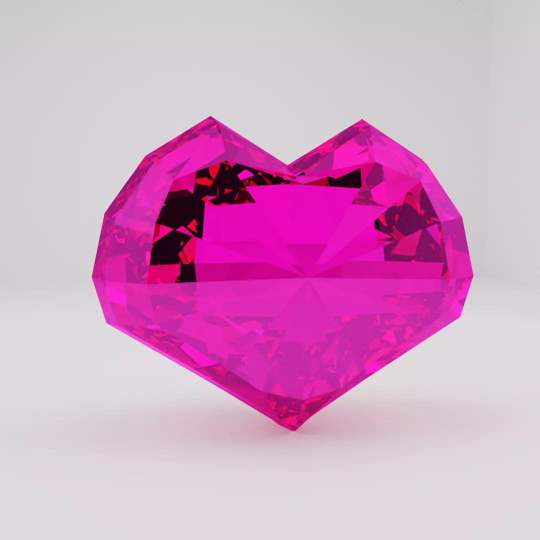 Heart shaped diamond Low-poly 3D model_0