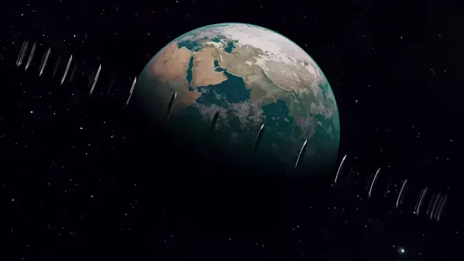 ALPHA EARTH PLANET WITH MOVABLE SPACESHIP   3D model