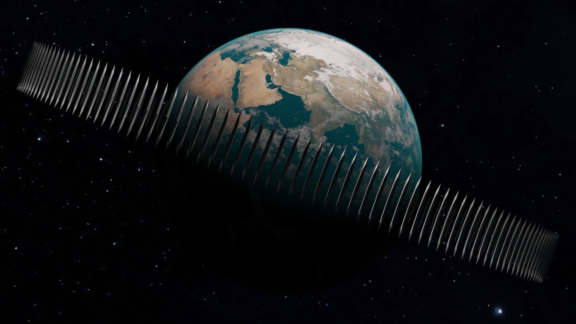 ALPHA EARTH PLANET WITH MOVABLE SPACESHIP   3D model_2