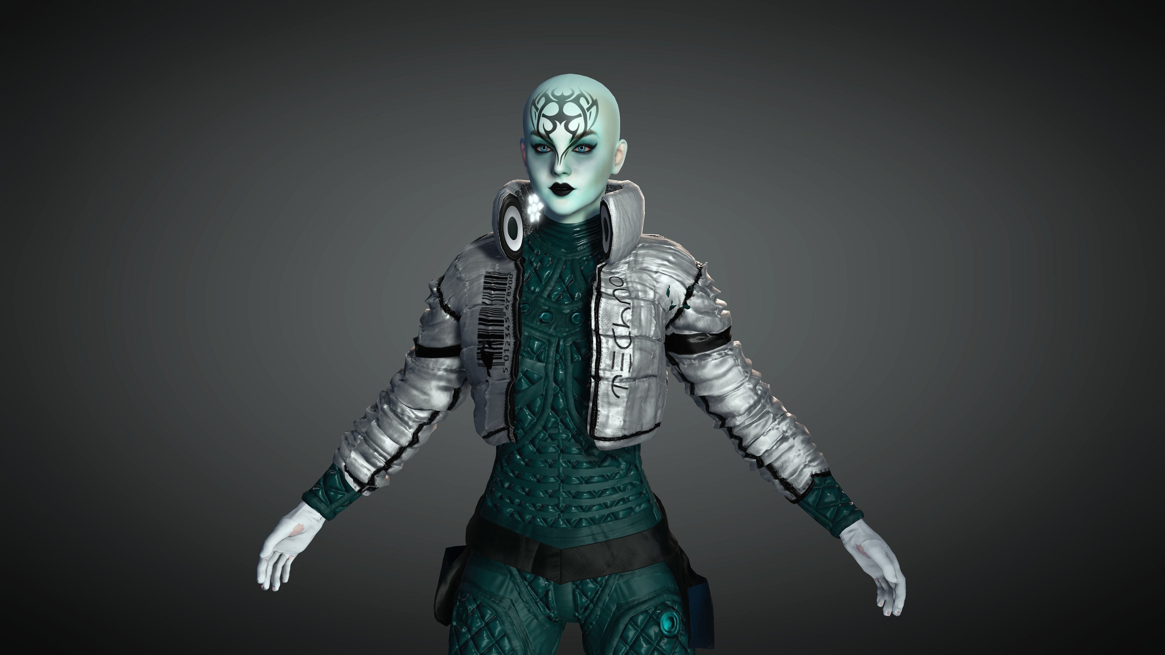 AAA Cyber Punk Female Character 05 Low-poly 3D model_21