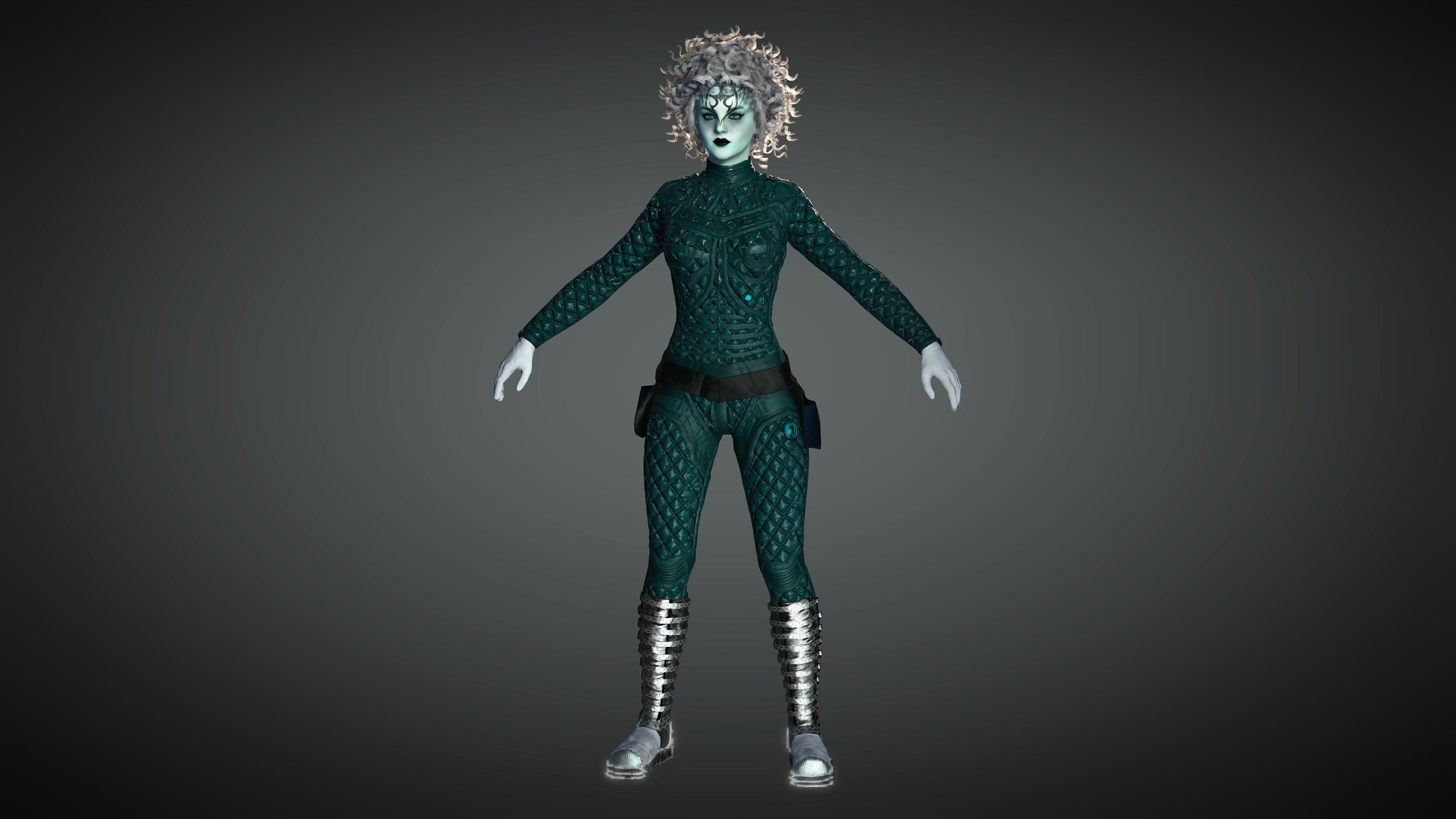 AAA Cyber Punk Female Character 05 Low-poly 3D model_6