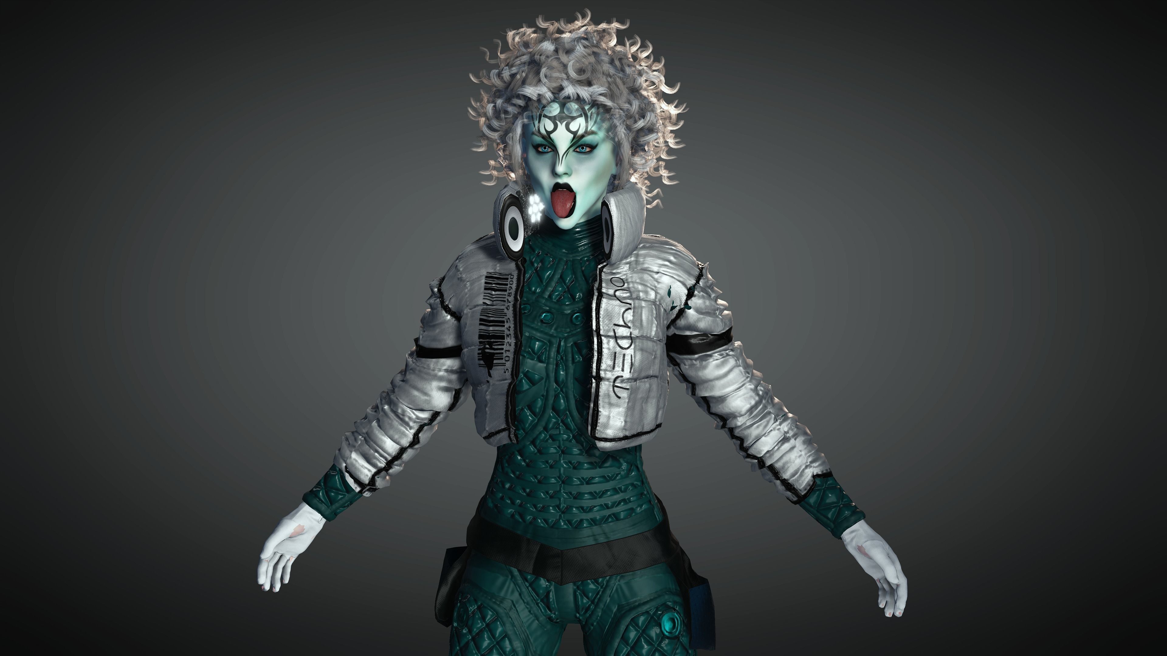 AAA Cyber Punk Female Character 05 Low-poly 3D model_20