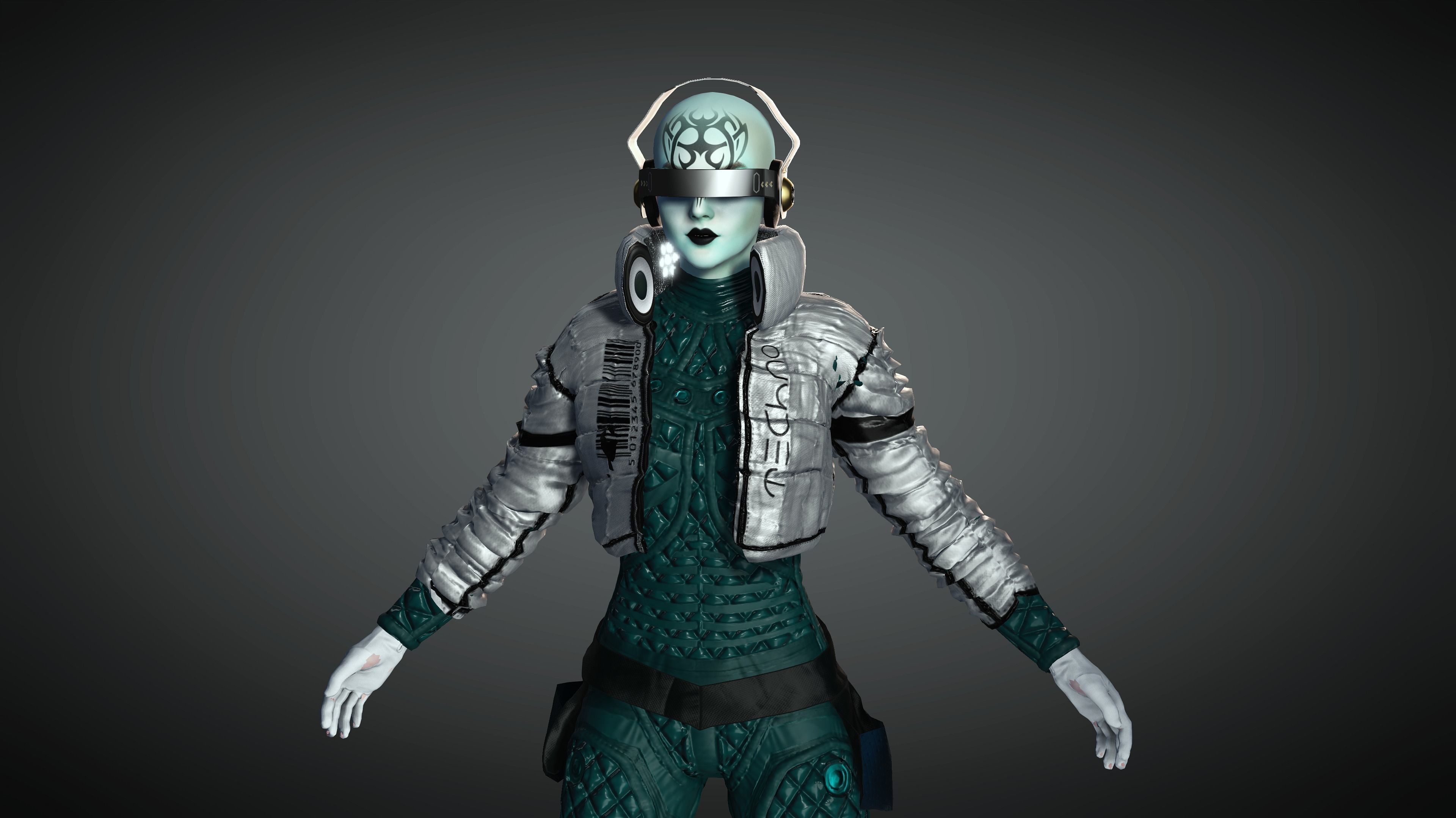 AAA Cyber Punk Female Character 05 Low-poly 3D model_22