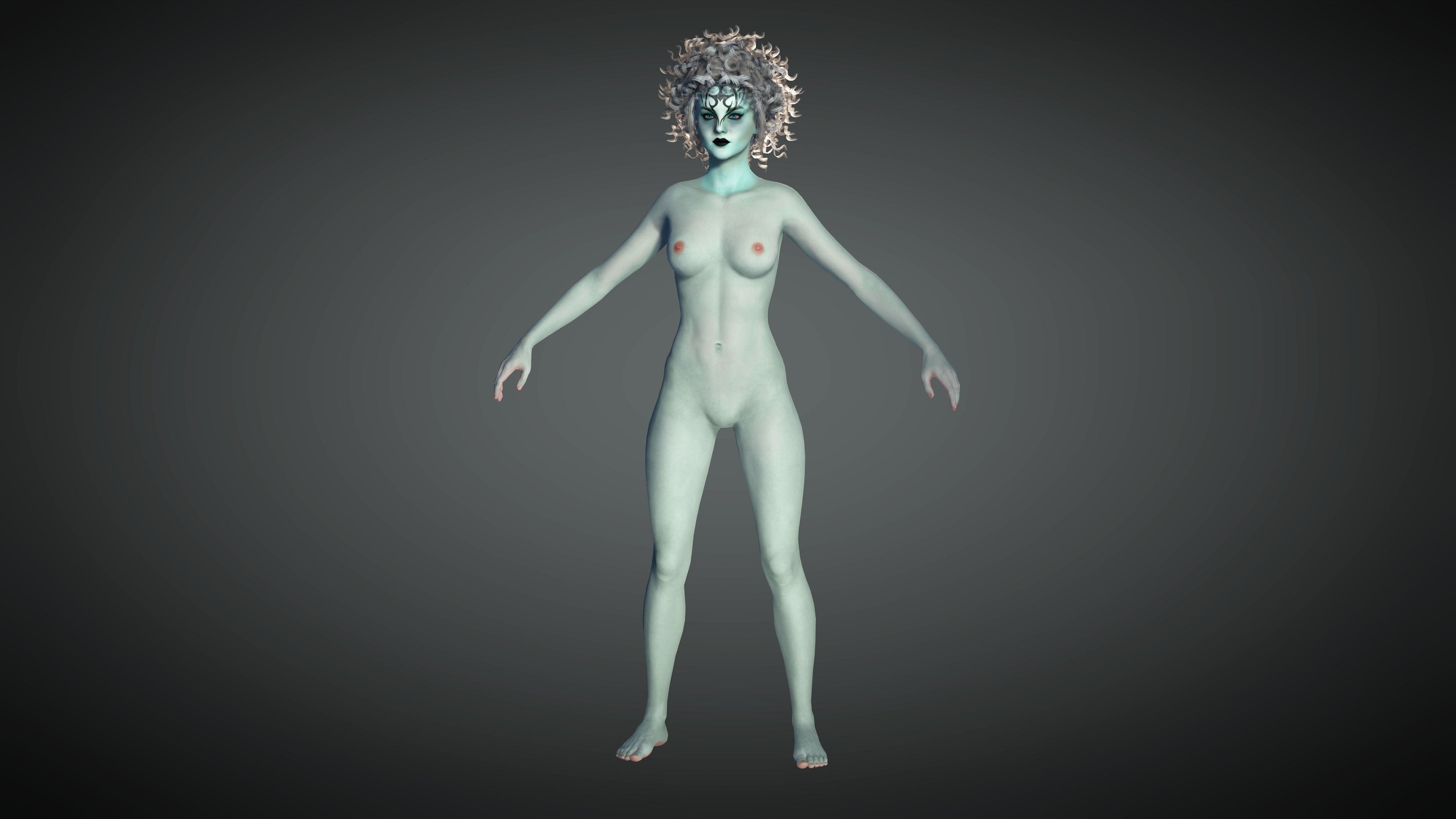 AAA Cyber Punk Female Character 05 Low-poly 3D model_10