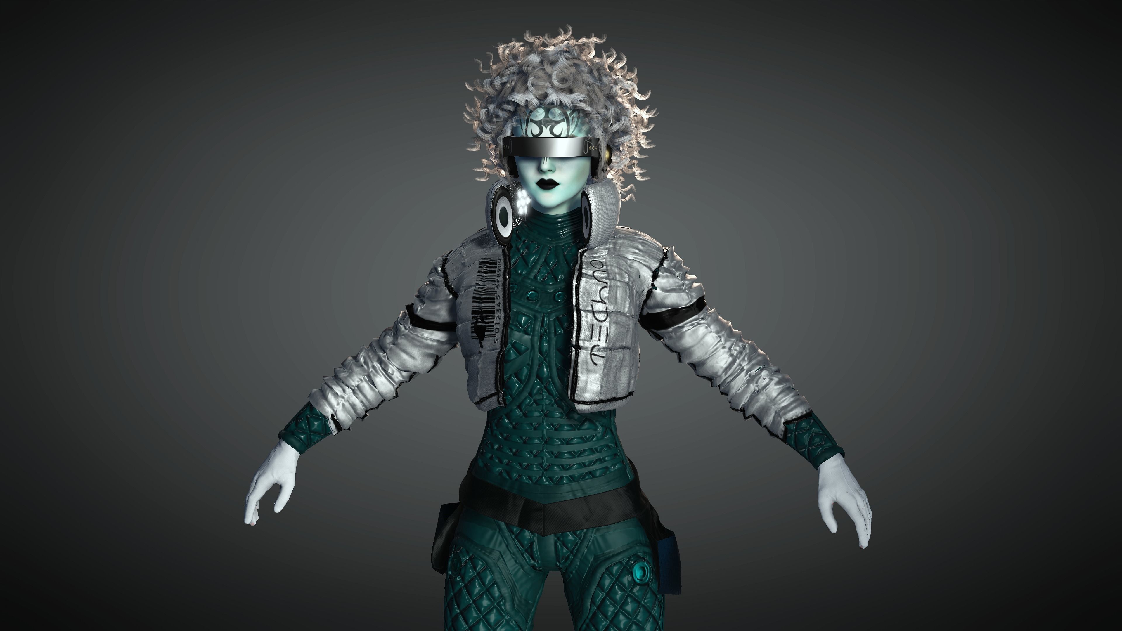 AAA Cyber Punk Female Character 05 Low-poly 3D model_2