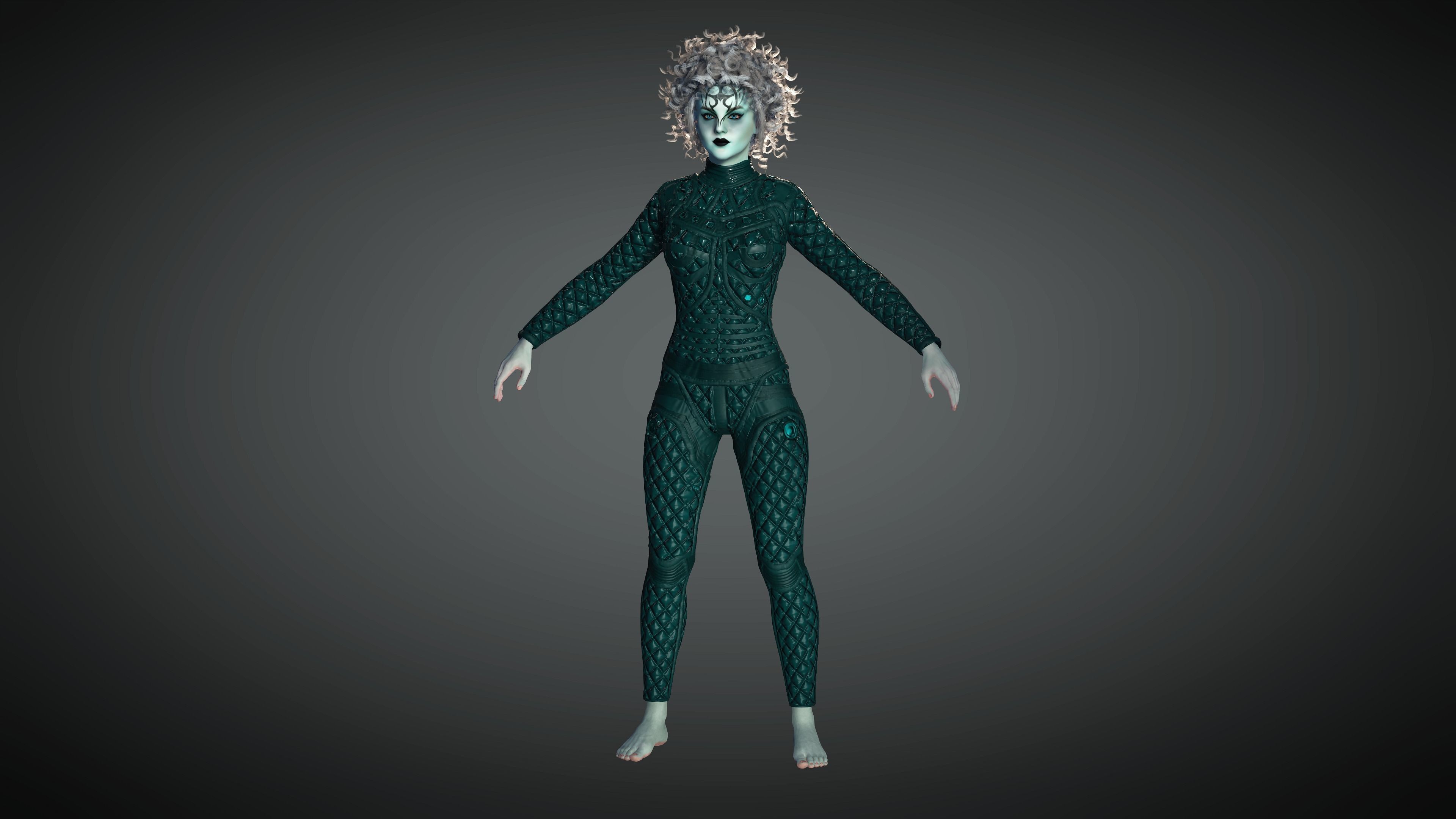 AAA Cyber Punk Female Character 05 Low-poly 3D model_8