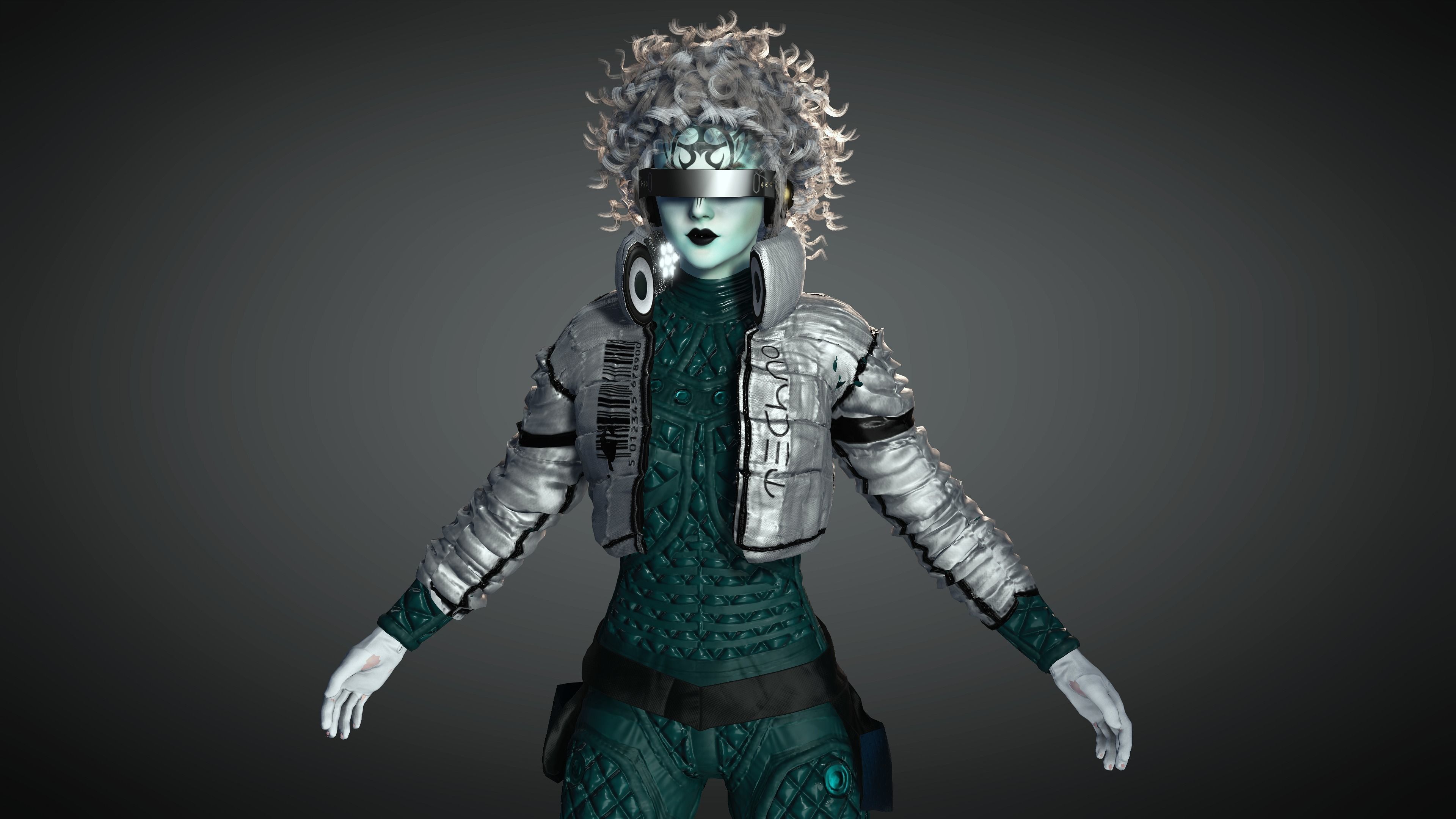 AAA Cyber Punk Female Character 05 Low-poly 3D model_16
