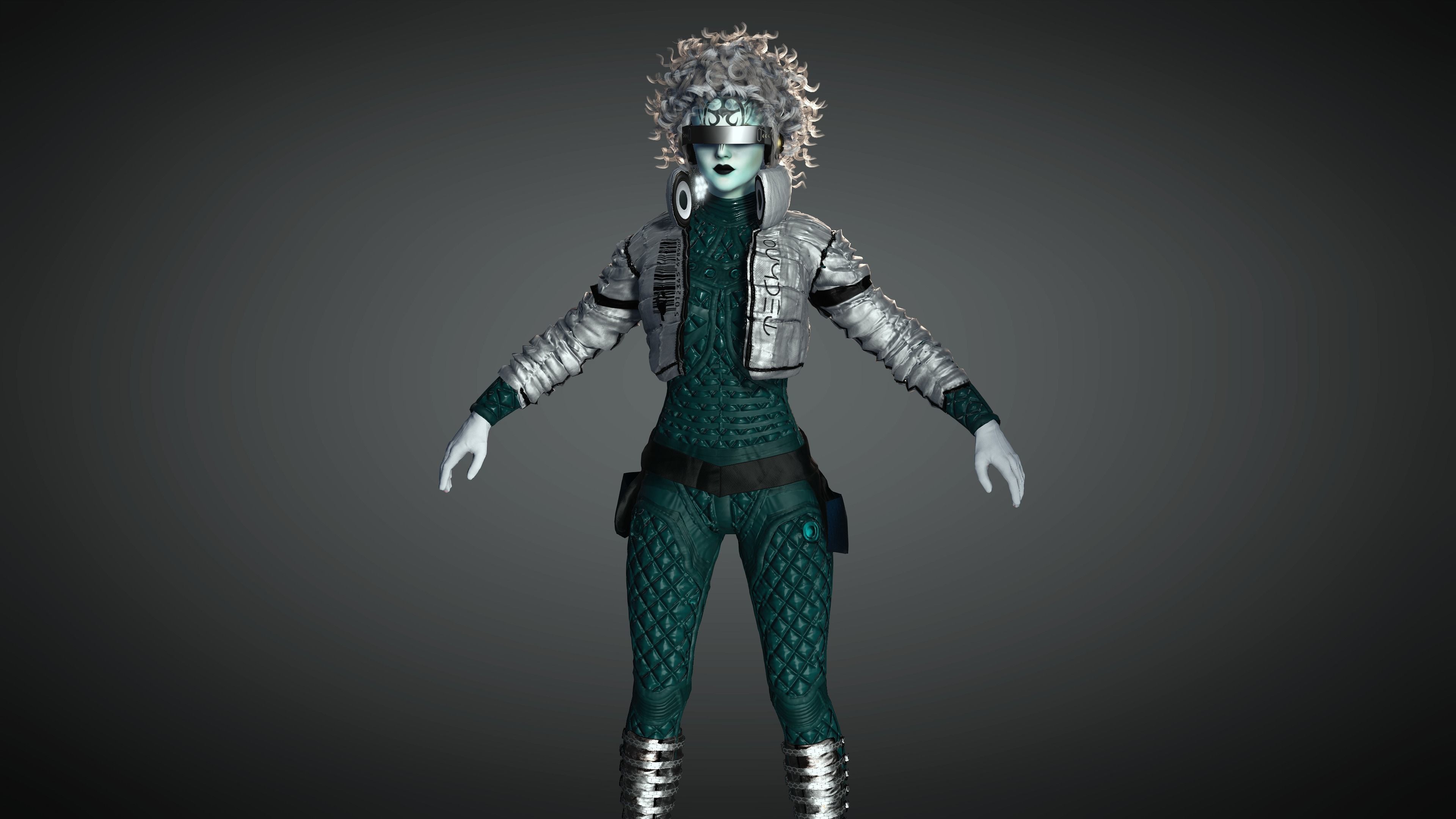 AAA Cyber Punk Female Character 05 Low-poly 3D model_1