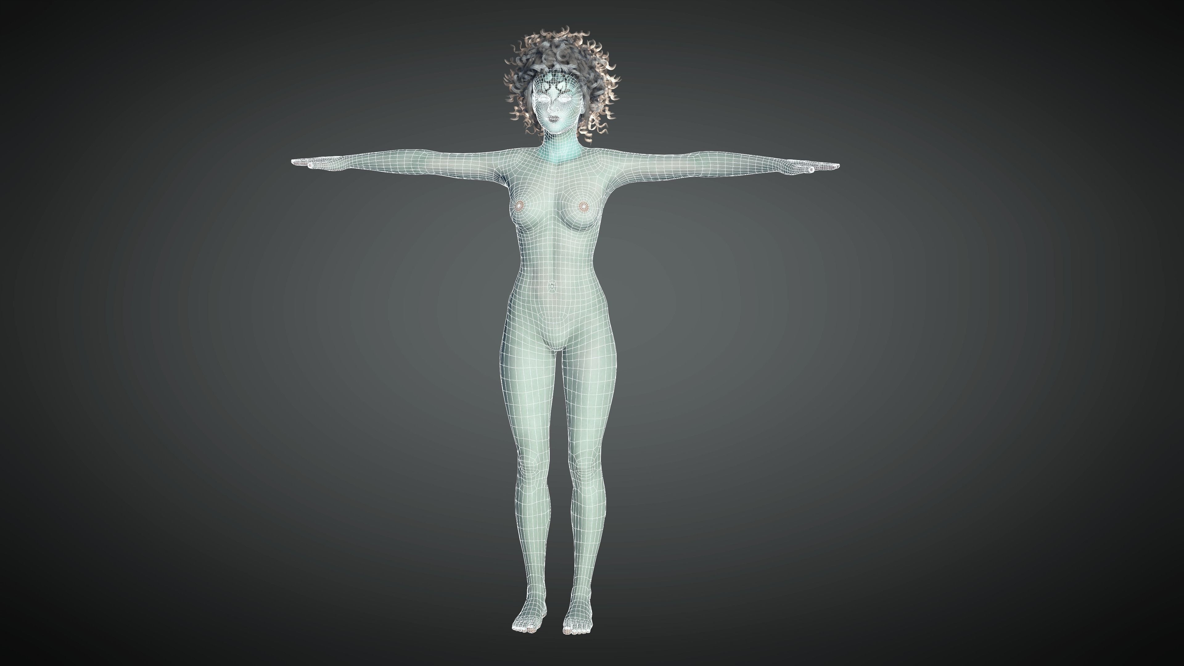 AAA Cyber Punk Female Character 05 Low-poly 3D model_25