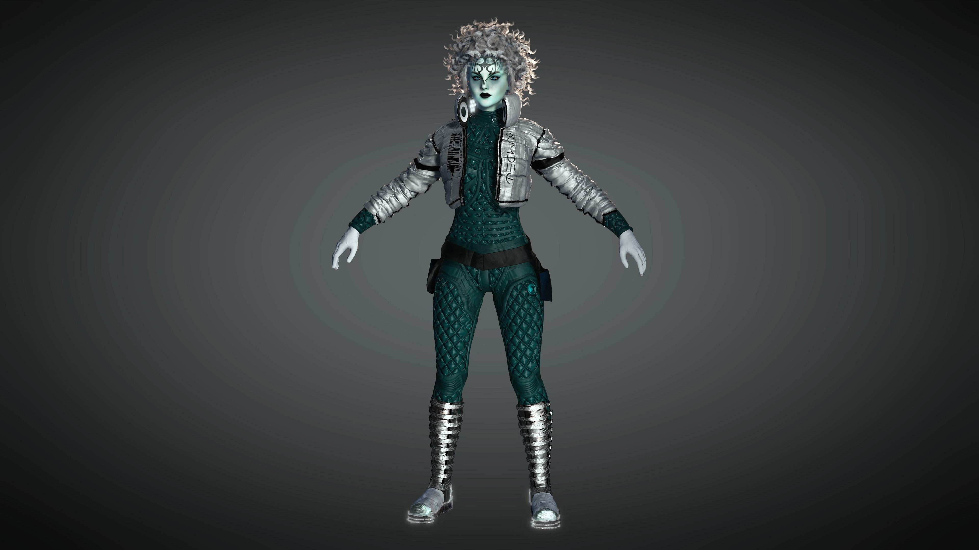 AAA Cyber Punk Female Character 05 Low-poly 3D model_4