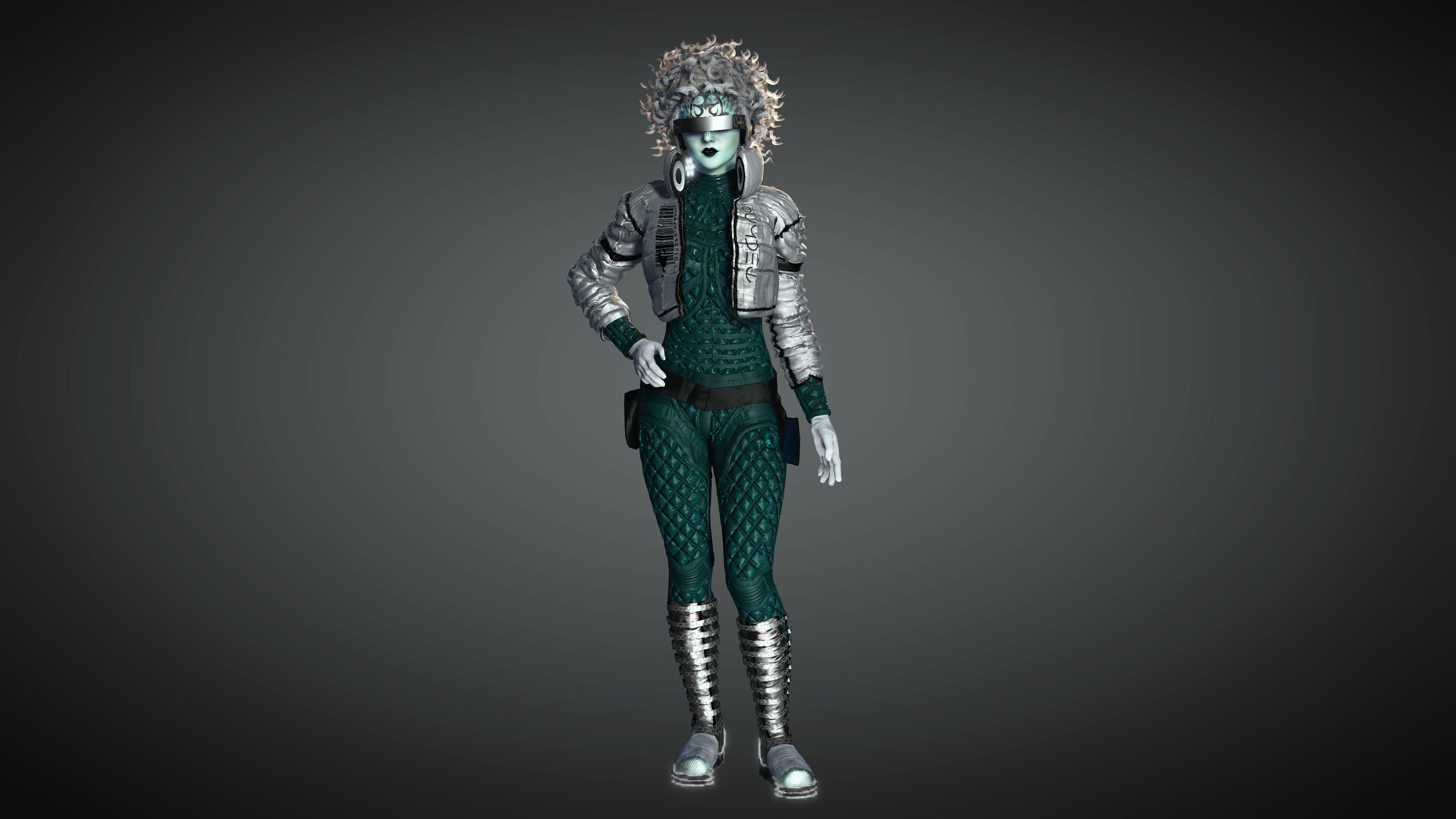 AAA Cyber Punk Female Character 05 Low-poly 3D model_14