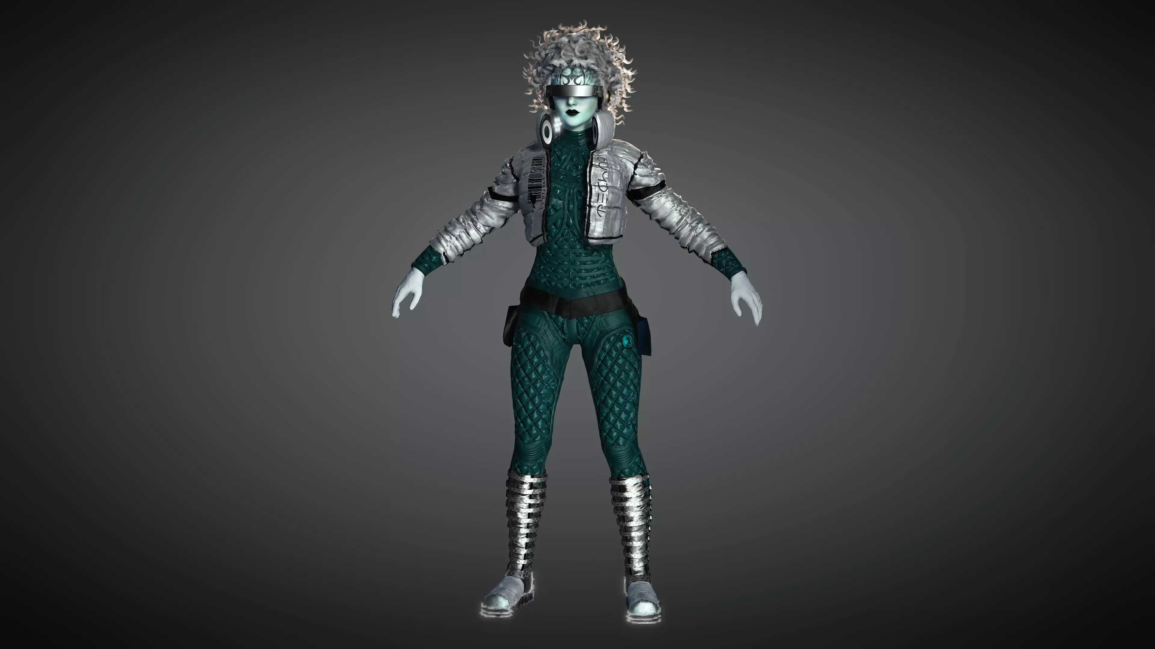 AAA Cyber Punk Female Character 05 Low-poly 3D model_0