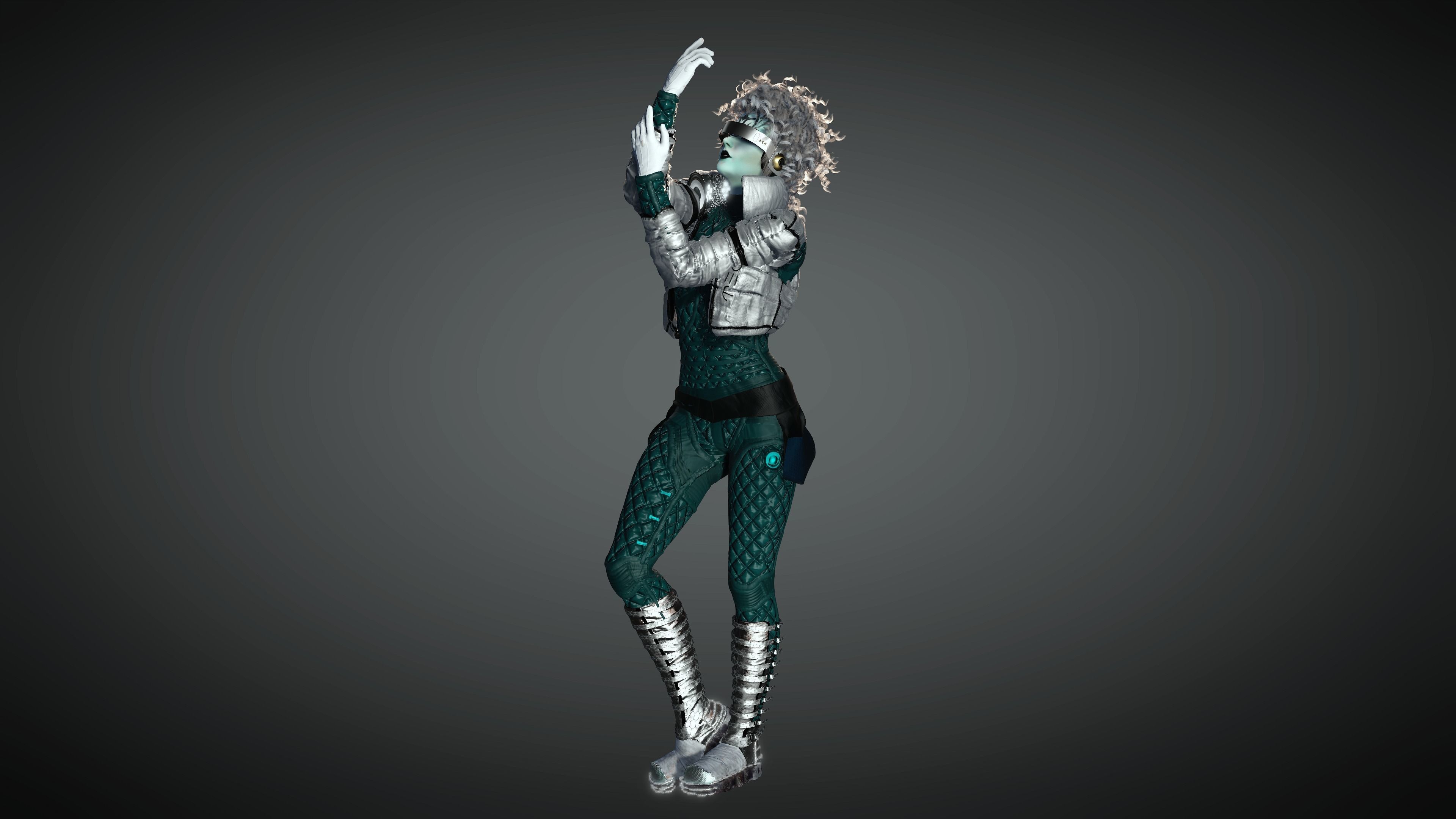 AAA Cyber Punk Female Character 05 Low-poly 3D model_13