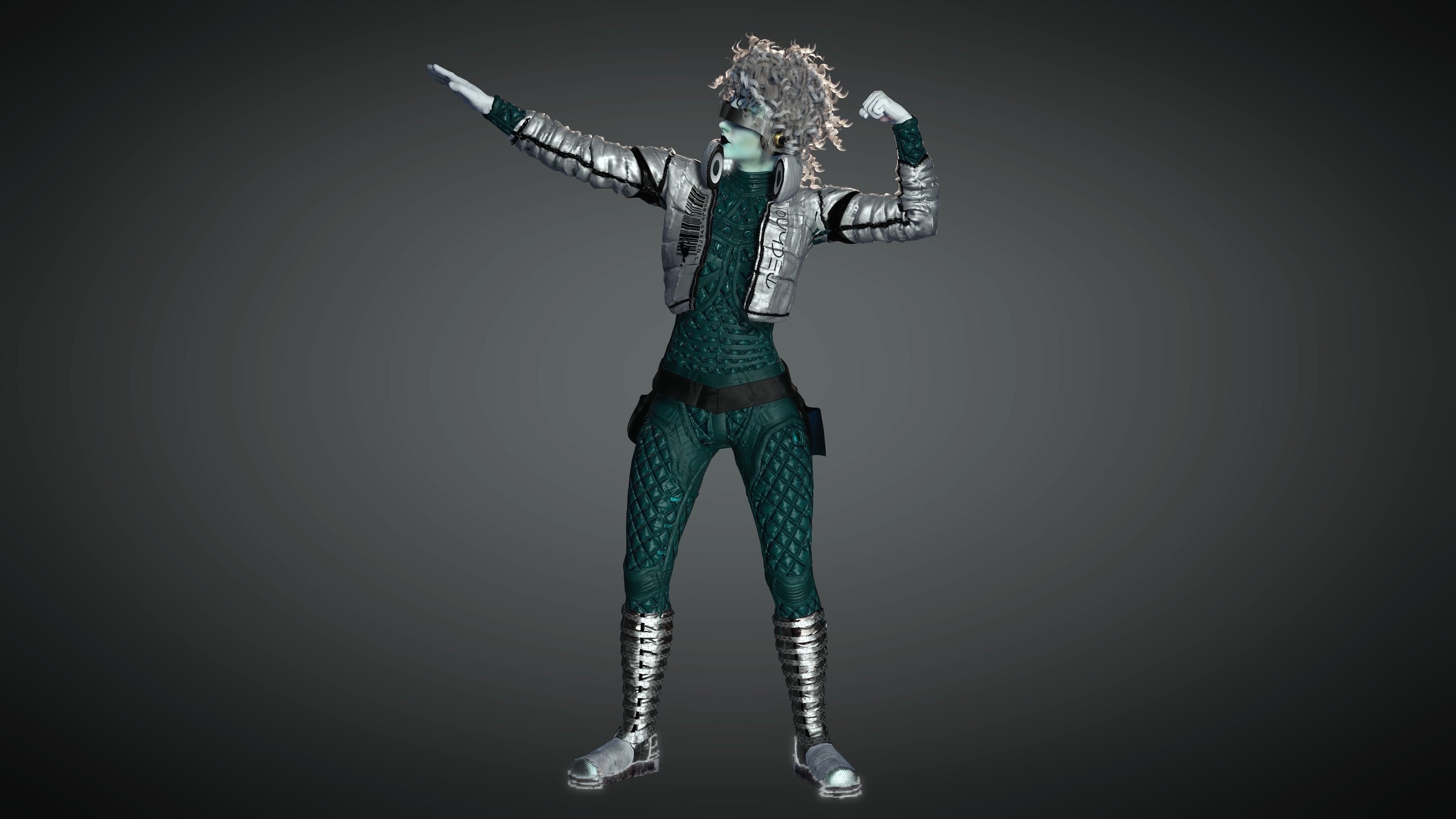 AAA Cyber Punk Female Character 05 Low-poly 3D model_15