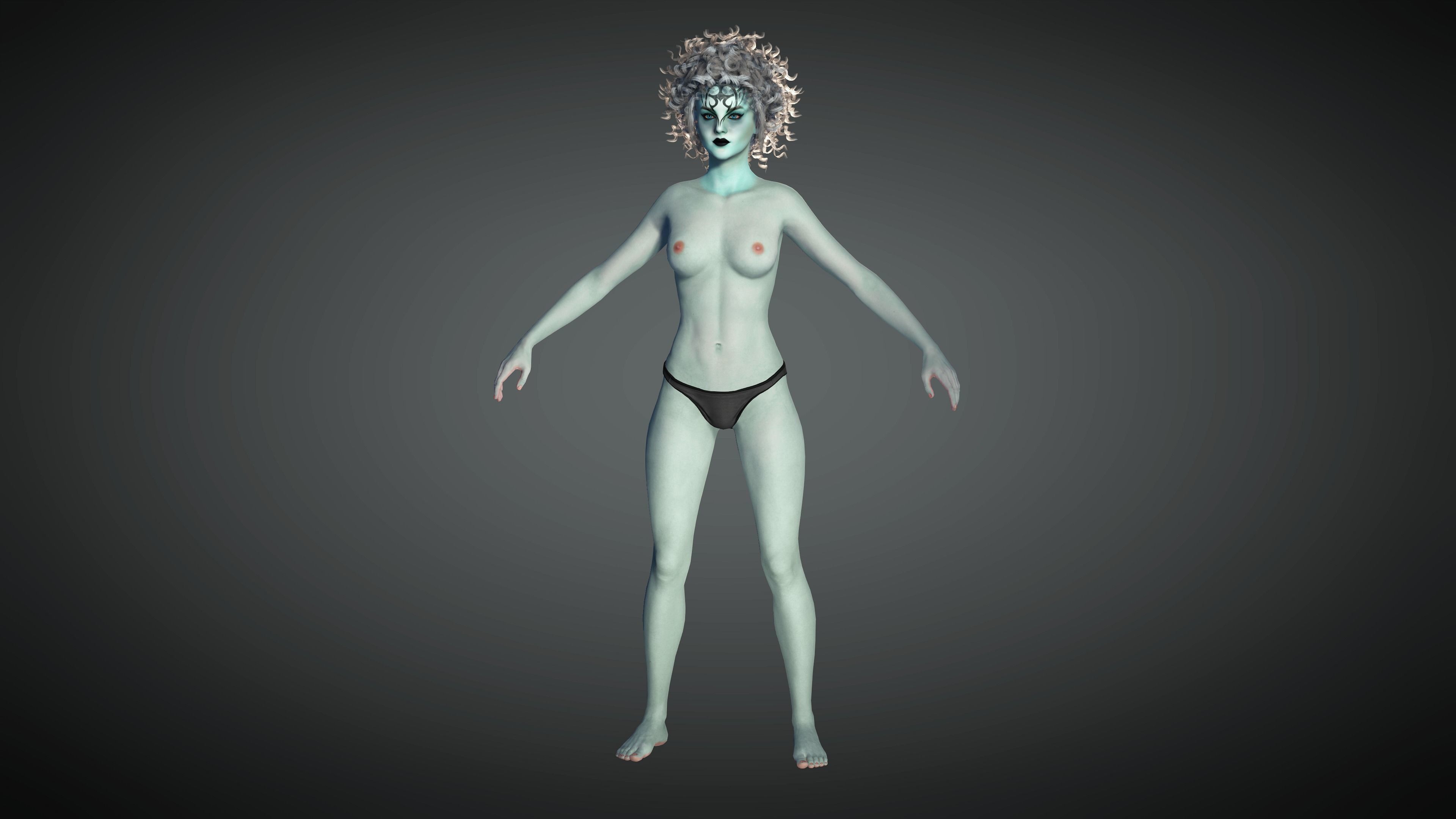 AAA Cyber Punk Female Character 05 Low-poly 3D model_9