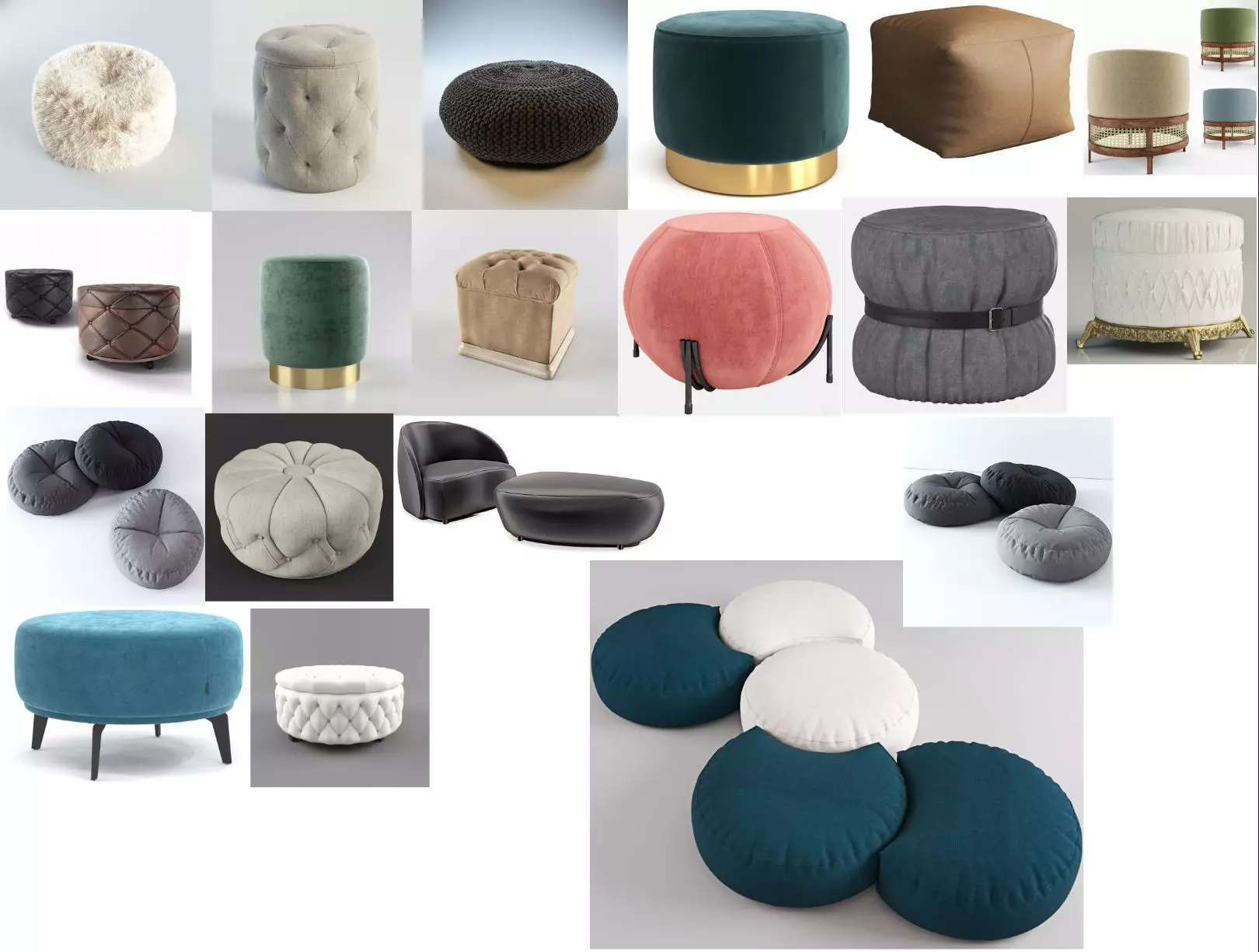 27 Fabric Pouf table set 3D model  3D model_0