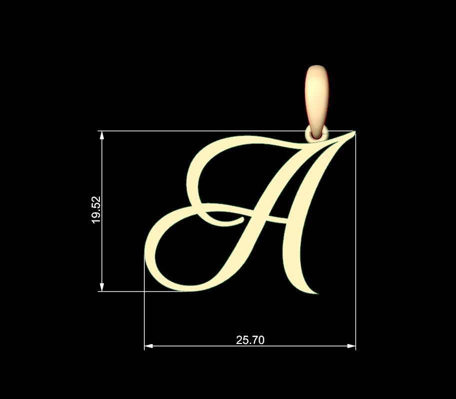 Initial Letters Pendant Sunshine A 3D print model_4