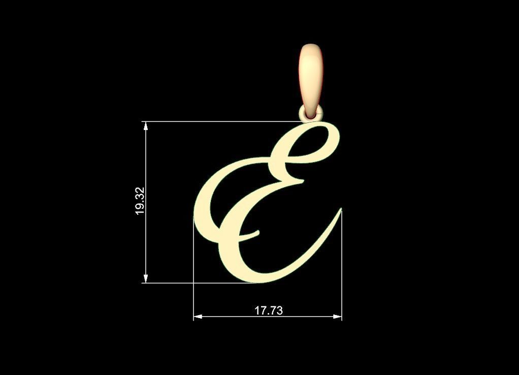 Initial Letters Pendant Sunshine E 3D print model_4