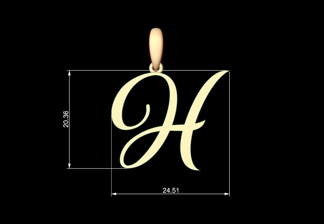 Initial Letters Pendant Sunshine H 3D print model_4