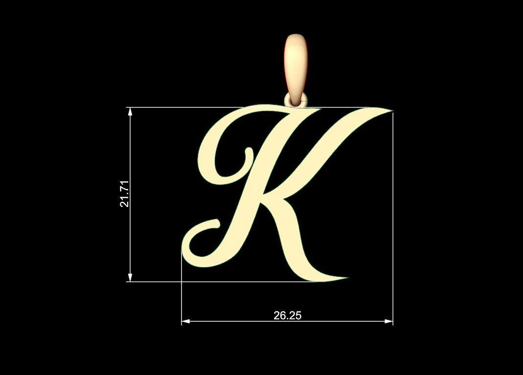 Initial Letters Pendant Sunshine K 3D print model_4
