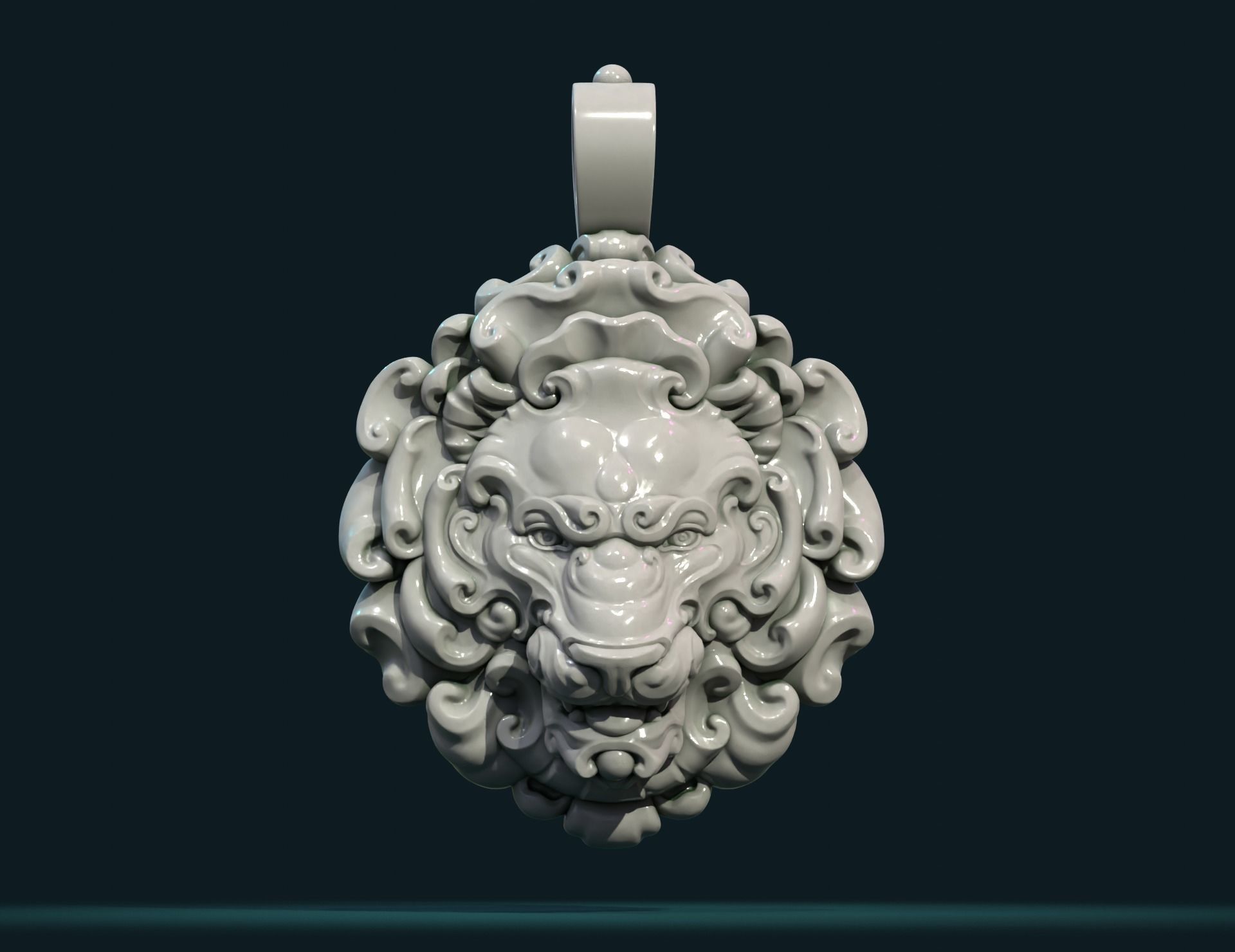 Lion Head Pendant II 3D print model_2