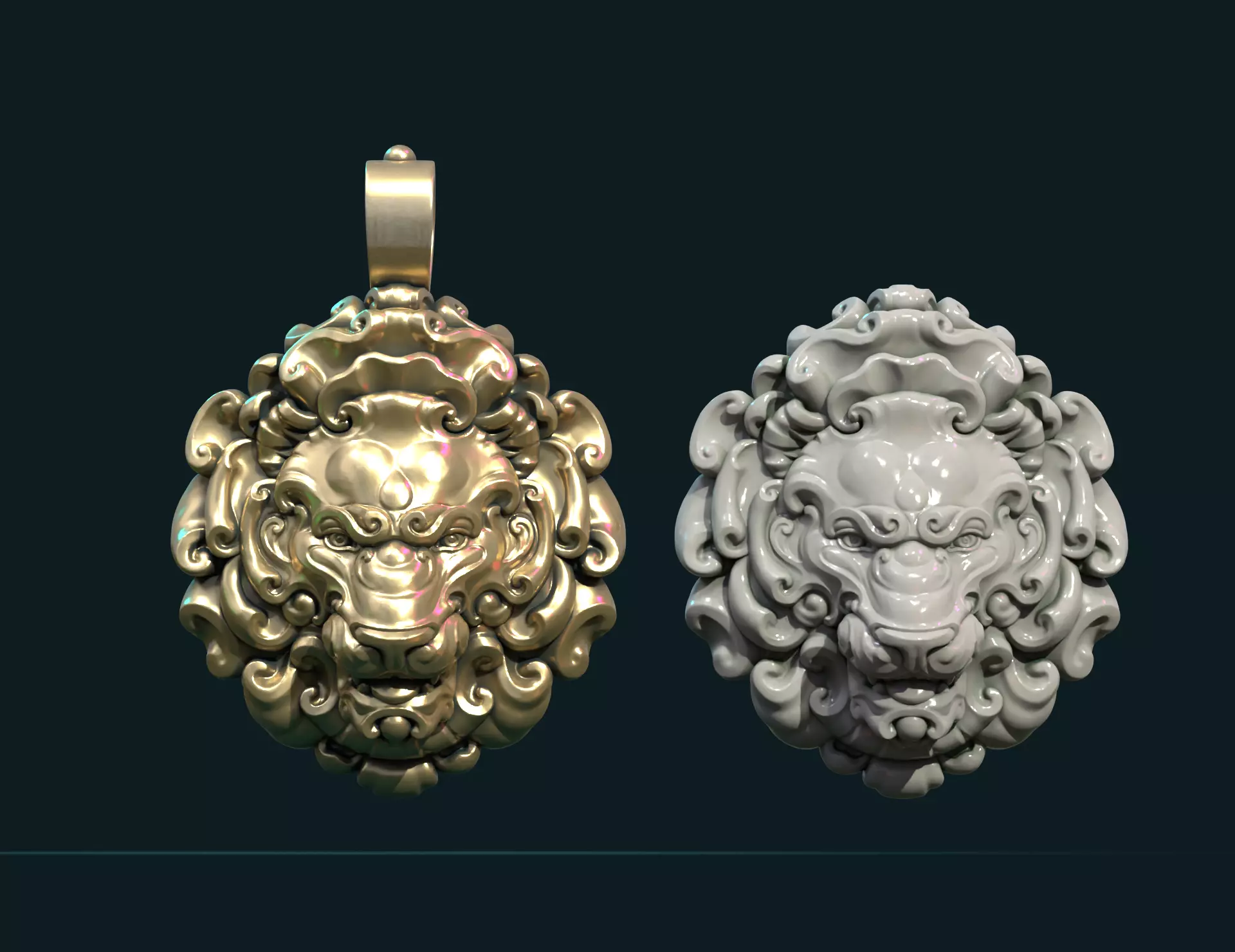 Lion Head Pendant II 3D print model_0