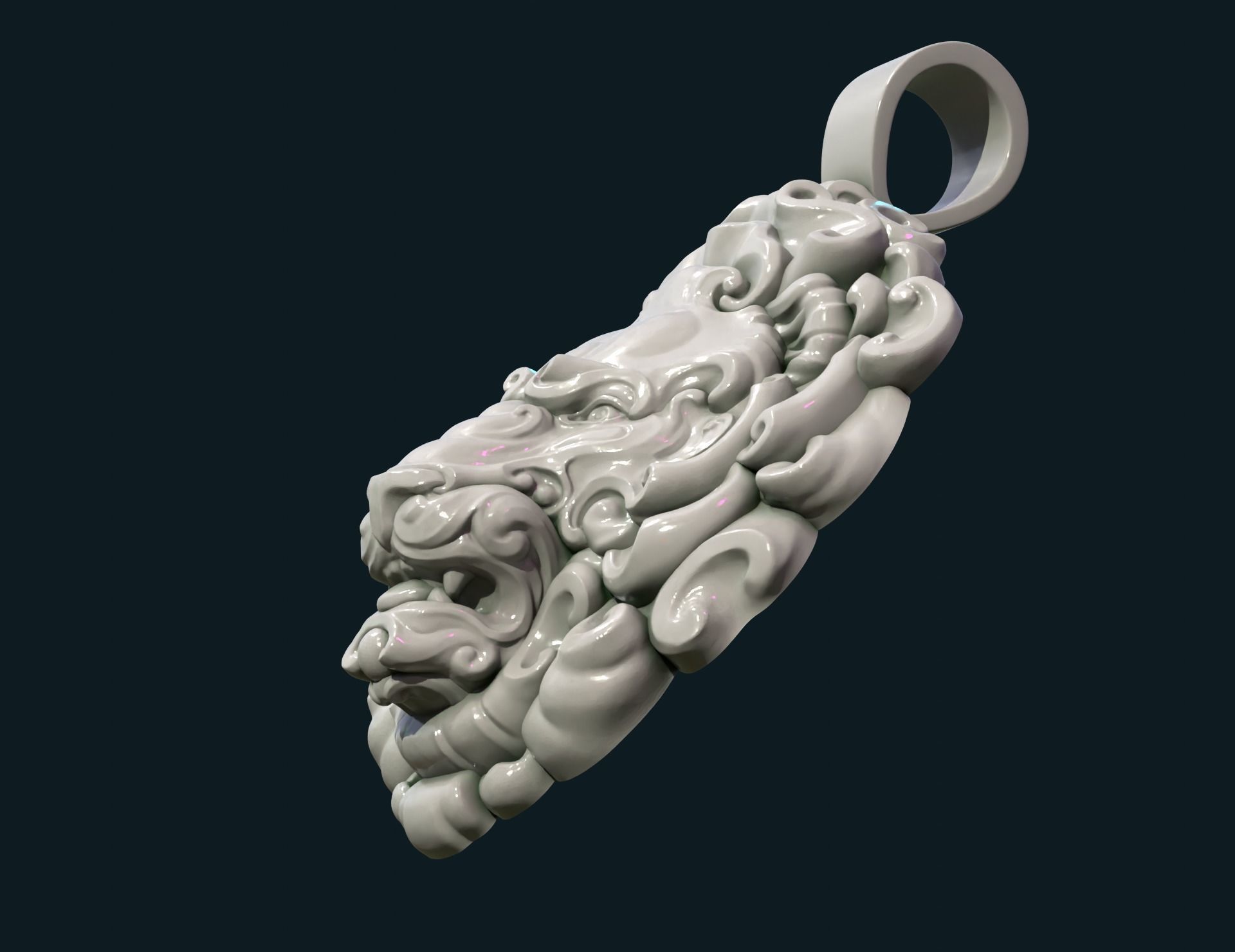 Lion Head Pendant II 3D print model_7