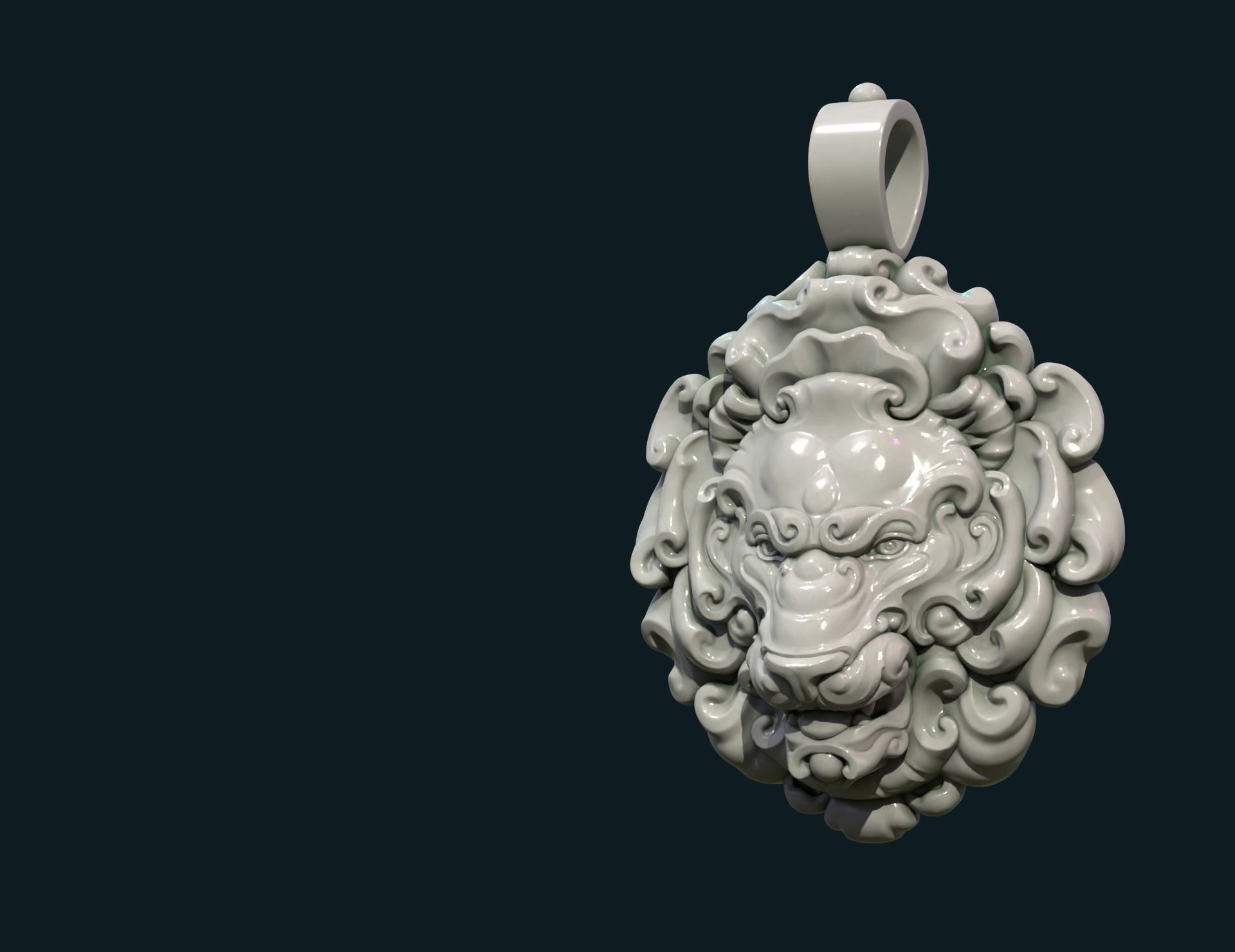 Lion Head Pendant II 3D print model_10