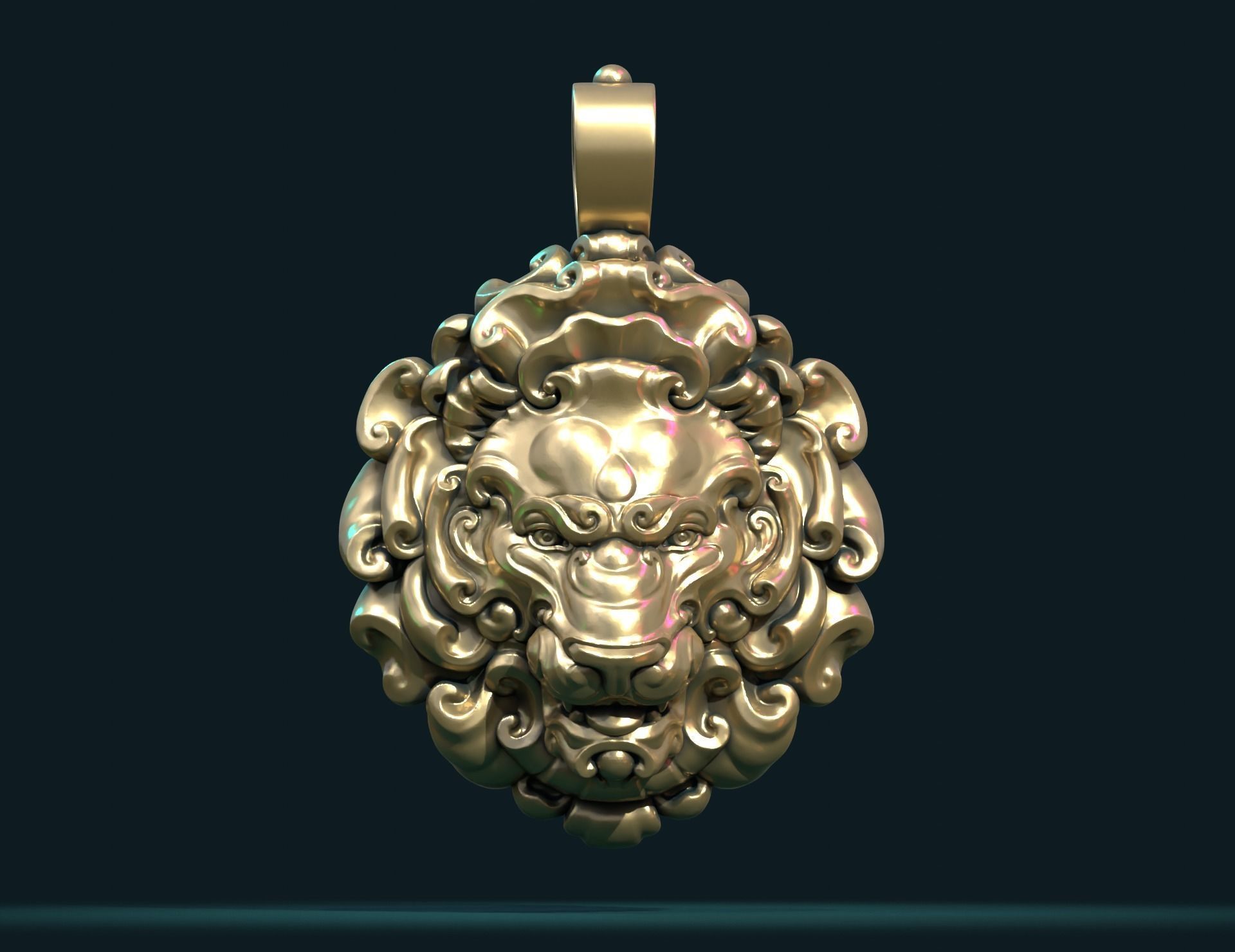 Lion Head Pendant II 3D print model_3