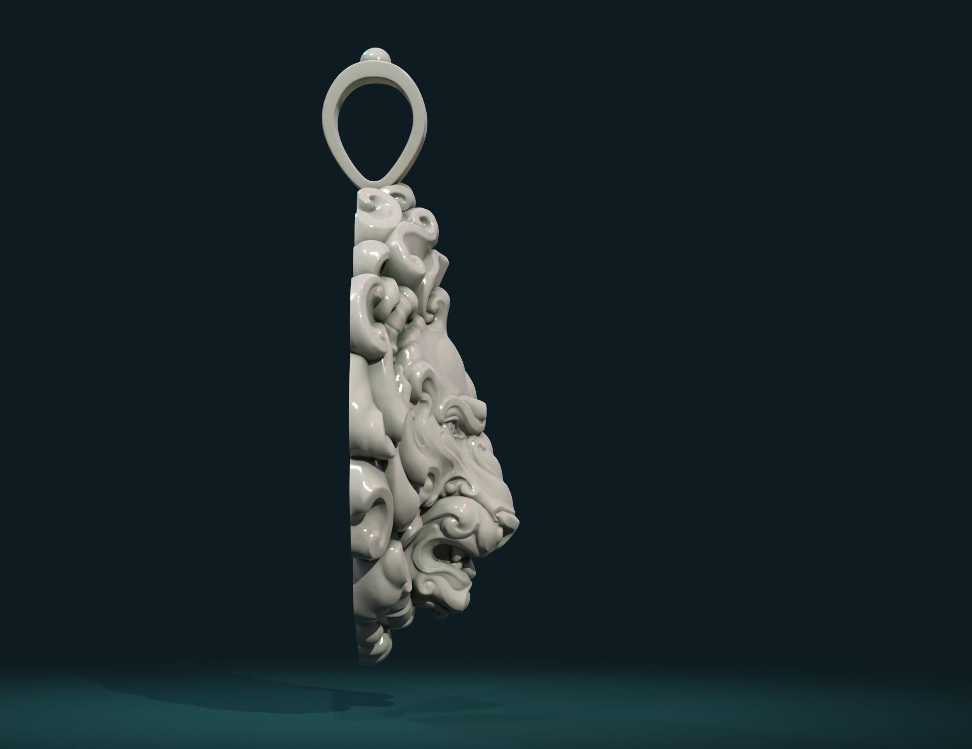 Lion Head Pendant II 3D print model_5