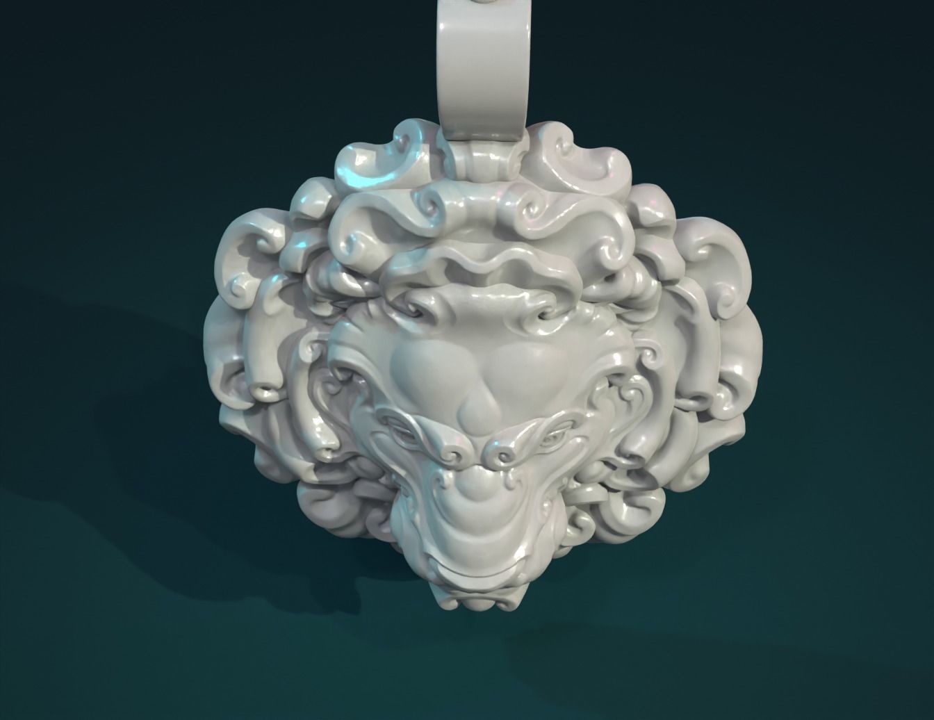 Lion Head Pendant II 3D print model_13