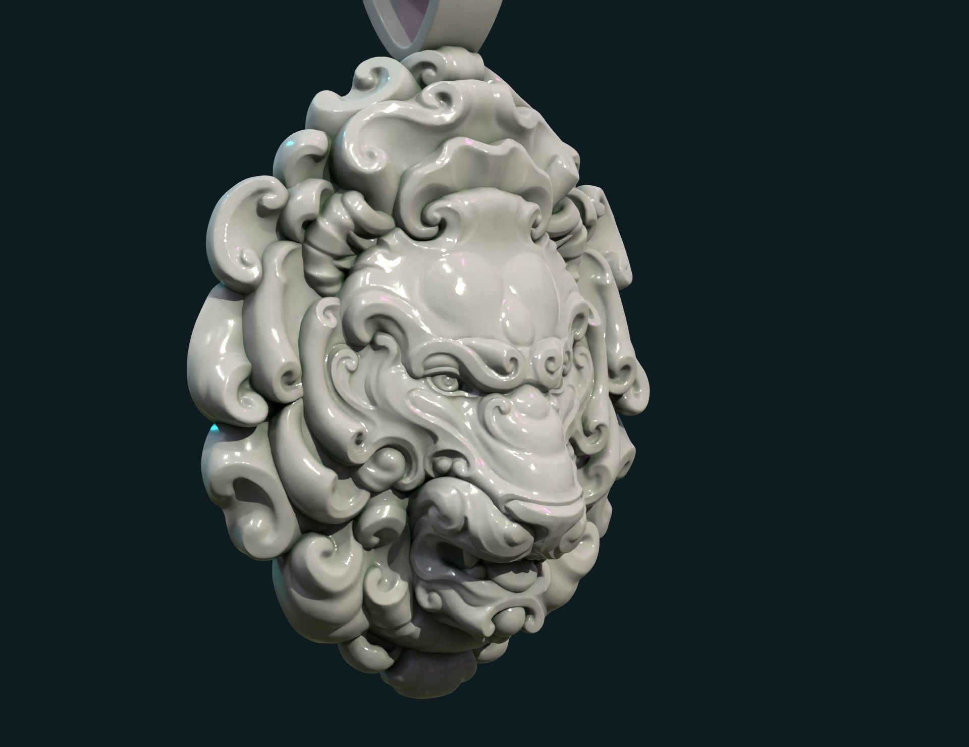 Lion Head Pendant II 3D print model_11