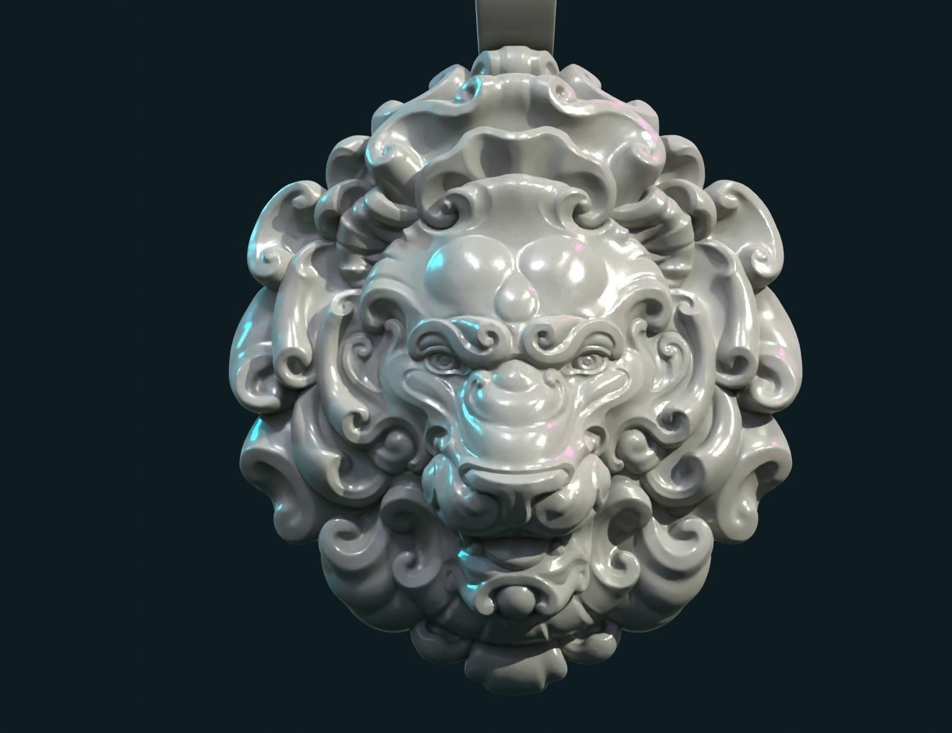 Lion Head Pendant II 3D print model_15