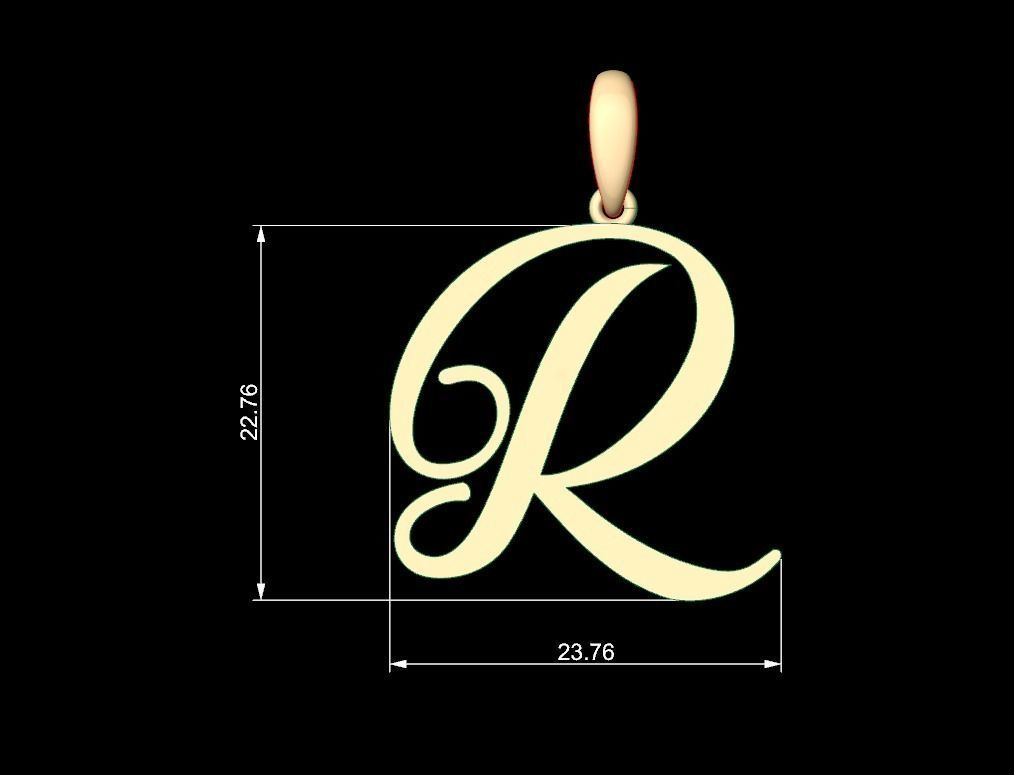Initial Letters Pendant Sunshine R 3D print model_4