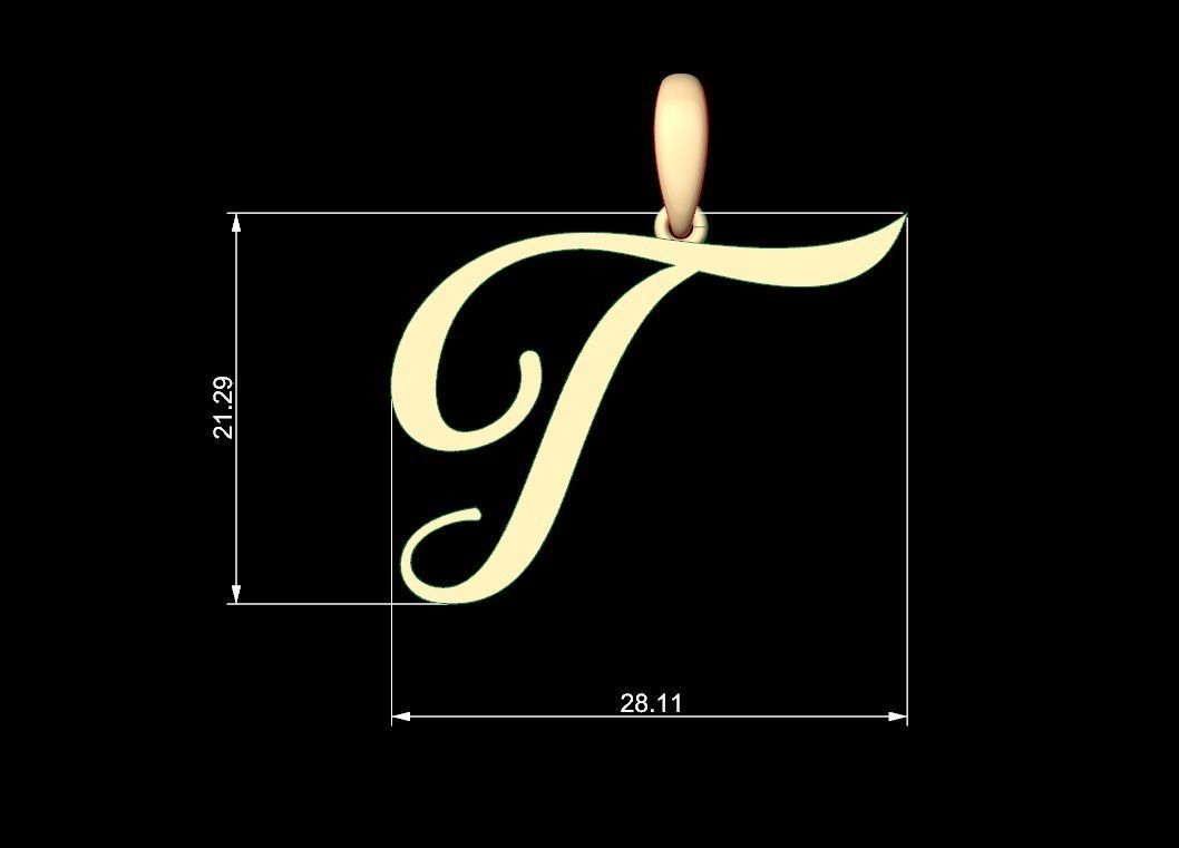 Initial Letters Pendant Sunshine T 3D print model_4