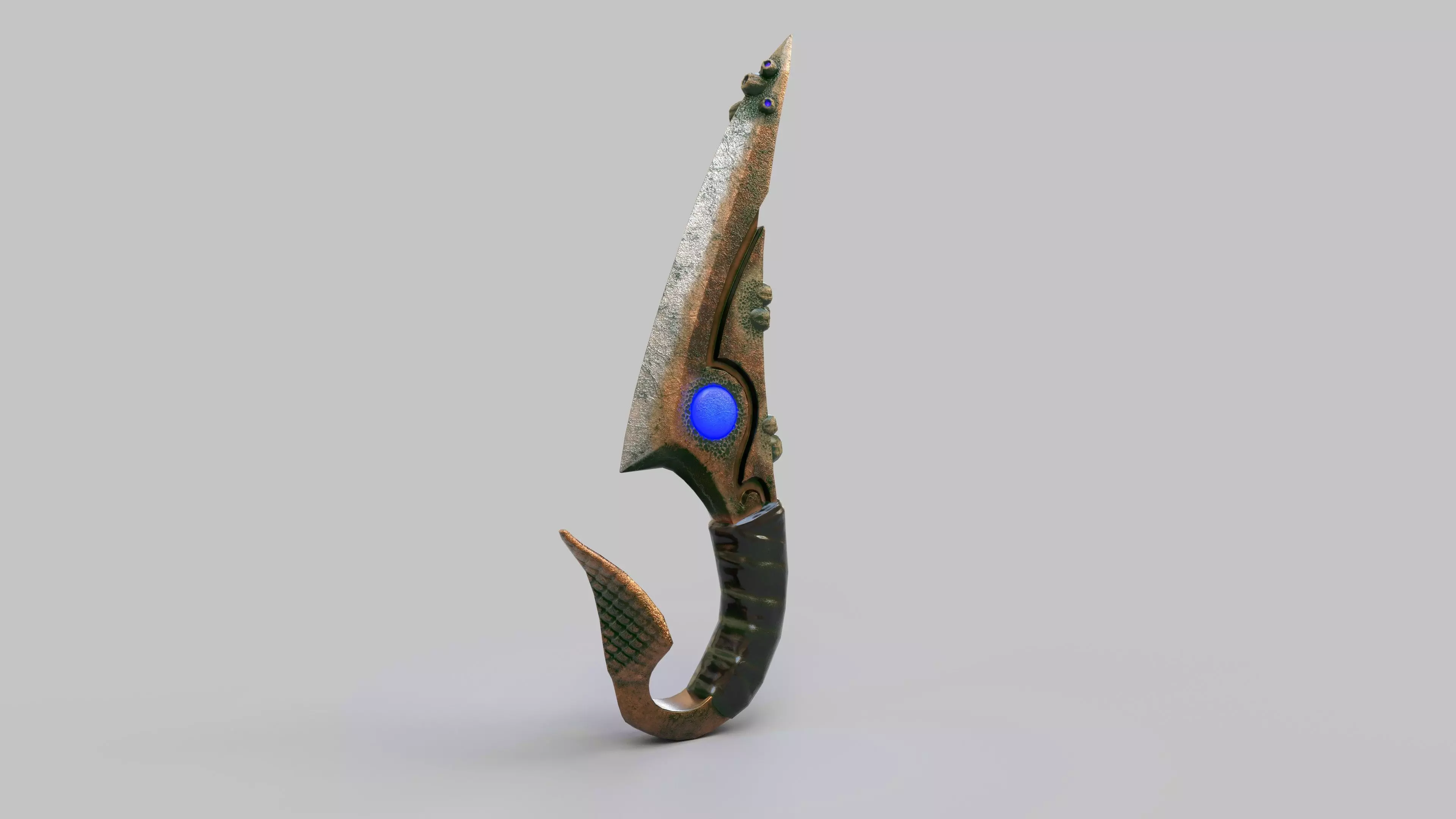Knife-Fish sword with eyes Low-poly 3D model